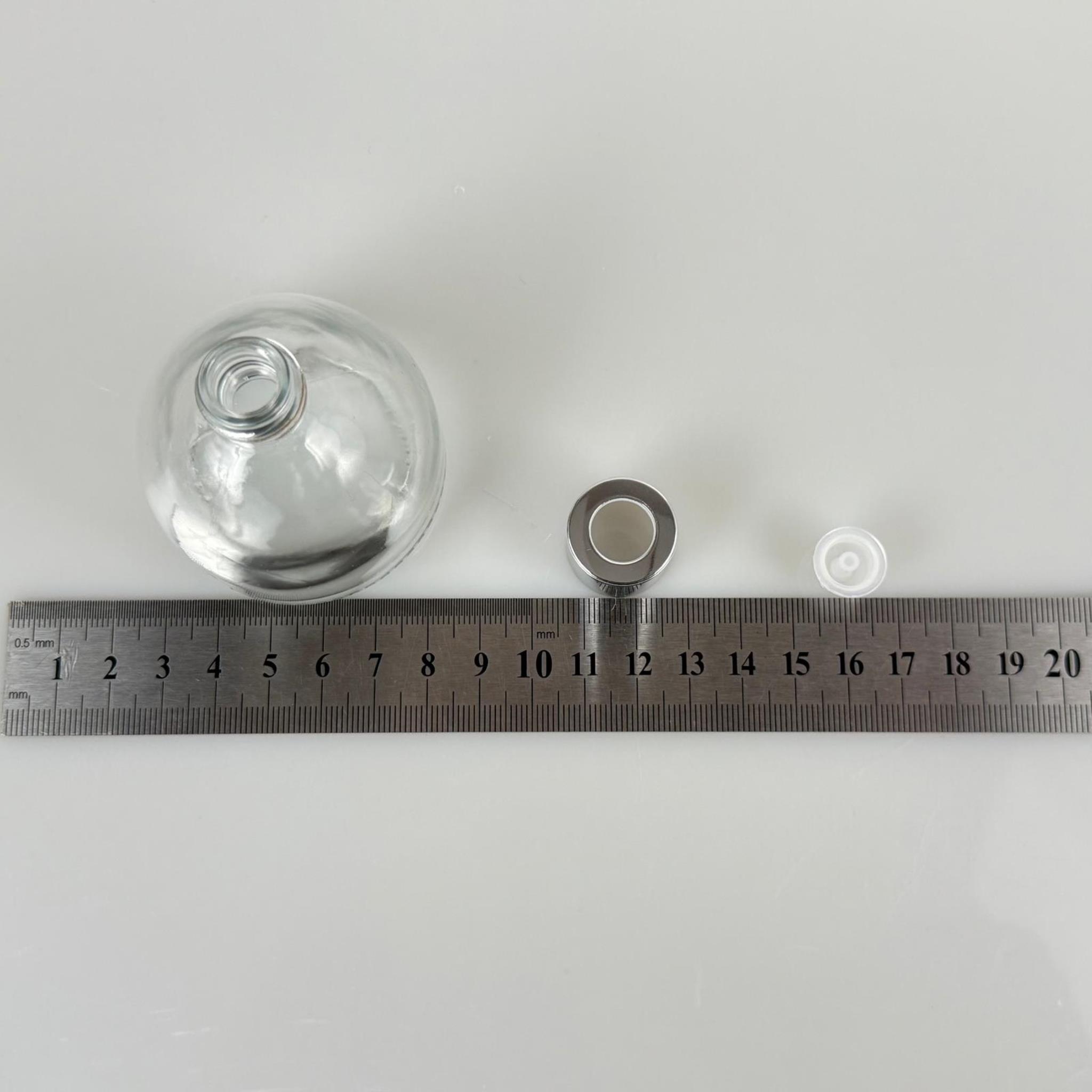 KUBBE MODEL CAM KOLONYA ŞİŞESİ + METAL GÜMÜŞ KAPAK + TIPA - 50 ML - HEDİYELİK KOLONYA ŞİŞELERİ