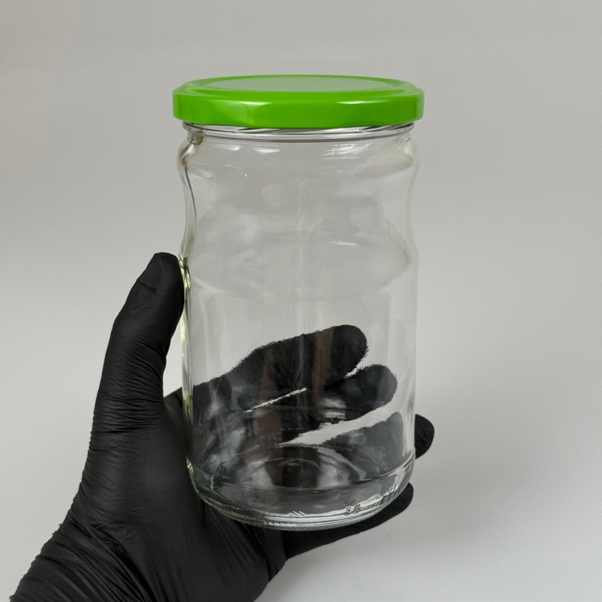 660 CC BOĞUMLU CAM KAVANOZ - AÇIK YEŞİL METAL KAPAKLI - 660 ML CAM KAVANOZ - KONSERVE KAVANOZU