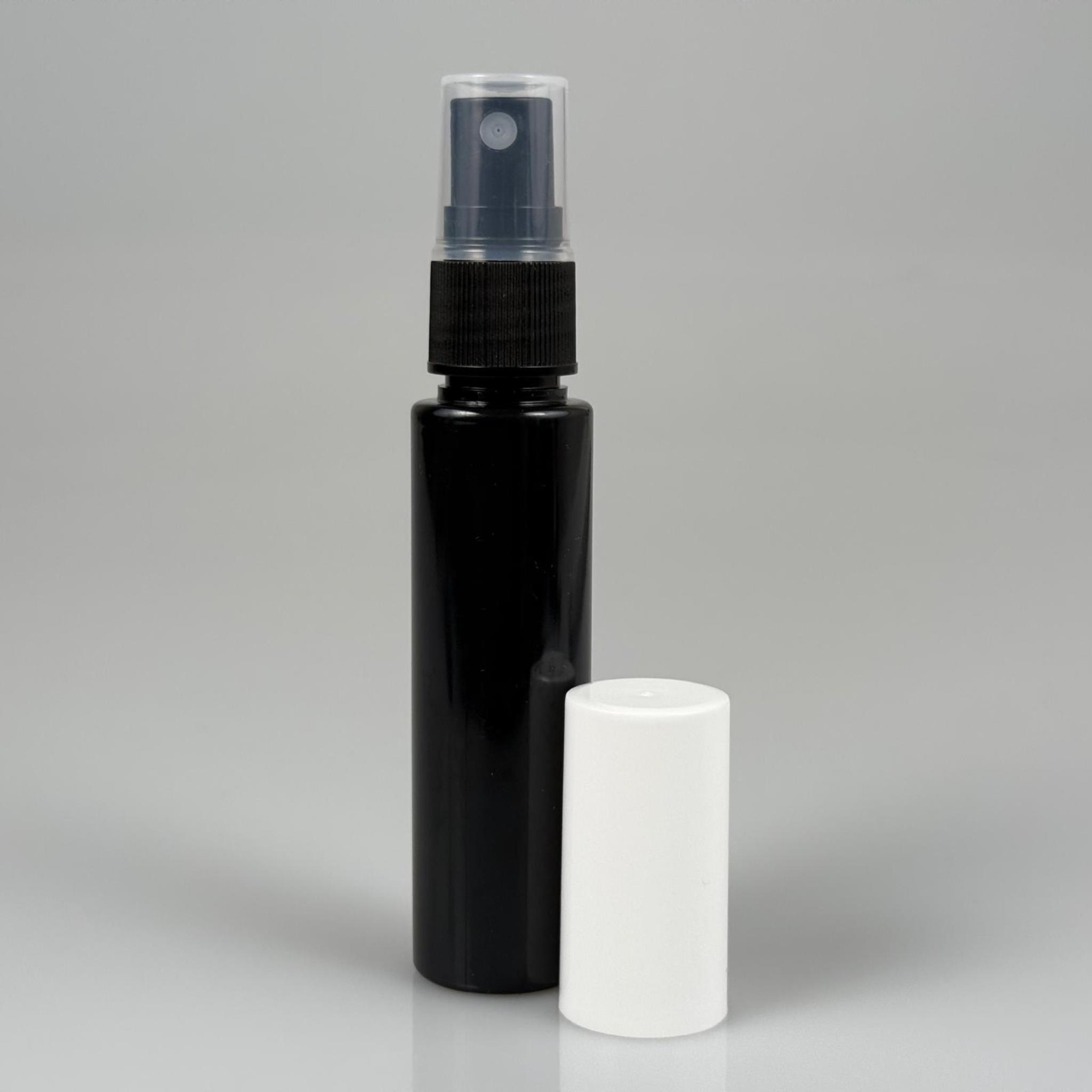 35 CC SİYAH PARFÜM ŞİŞESİ PLASTİK - SİYAH SPREY + BEYAZ KAPAK - 35 ML PARFÜM ŞİŞESİ PET