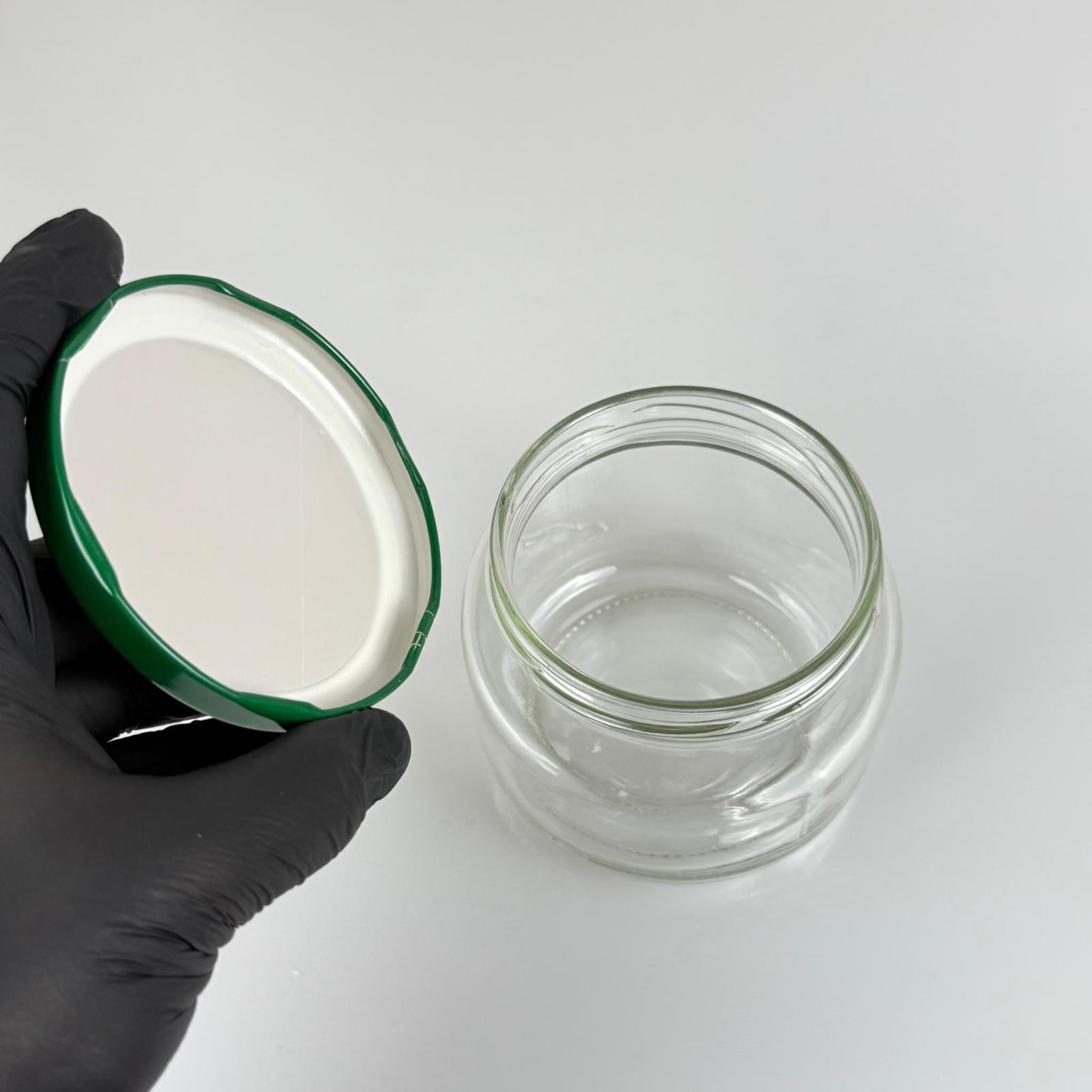 400 CC BASIK CAM KAVANOZ - KOYU YEŞİL METAL KAPAKLI - 400 ML CAM KAVANOZ - KESTANE ŞEKERİ KAVANOZU