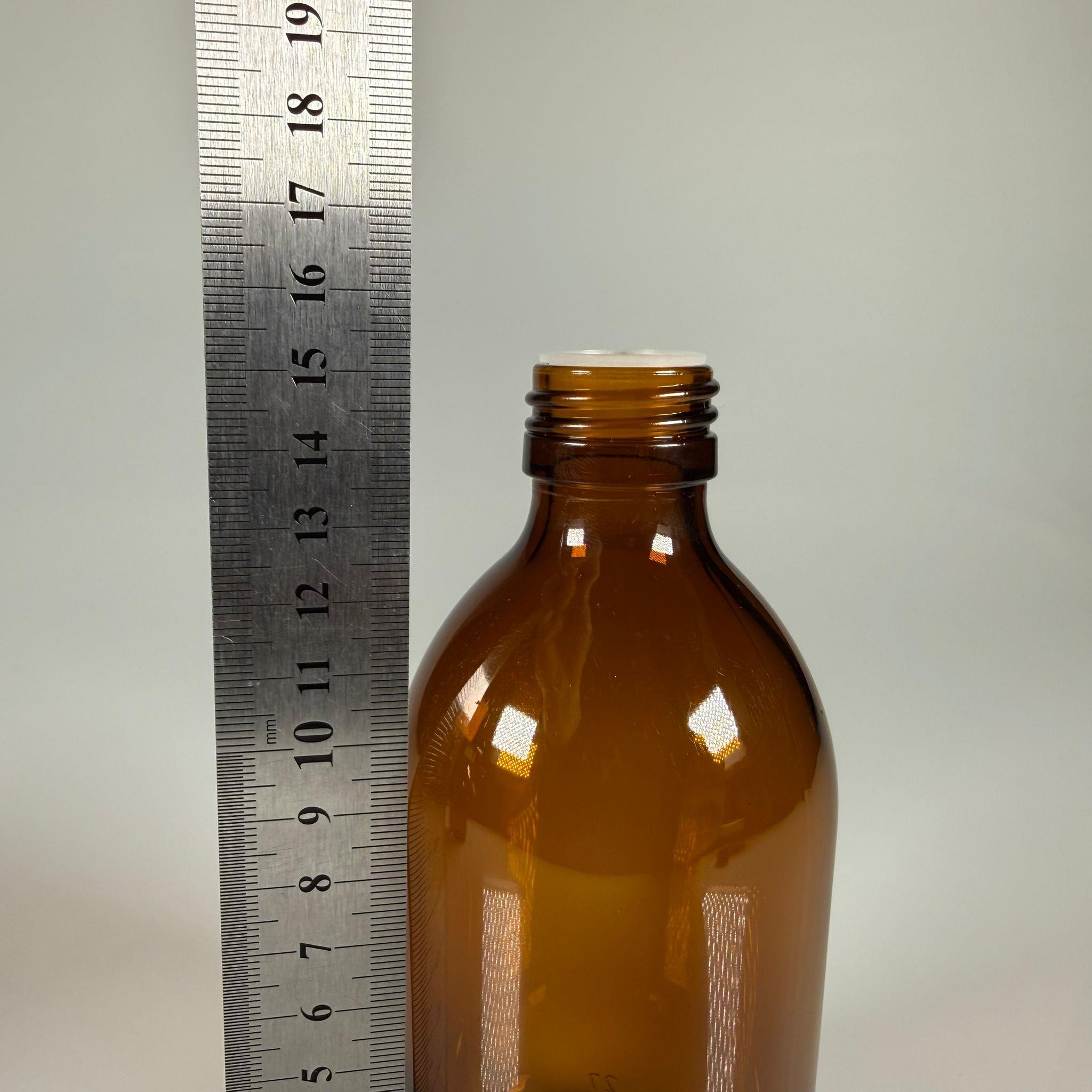 300 ML DOLUMU KOLAY, GENİŞ AĞIZLI İÇTEN DAMLALIKLI ŞİŞE (28 MM AĞIZ)  - 300 CC BEYAZ CONTALI KAPAKLI İÇTEN DAMLALIKLI CAM ECZA ŞİŞESİ - AMBER KAHVERENGİ