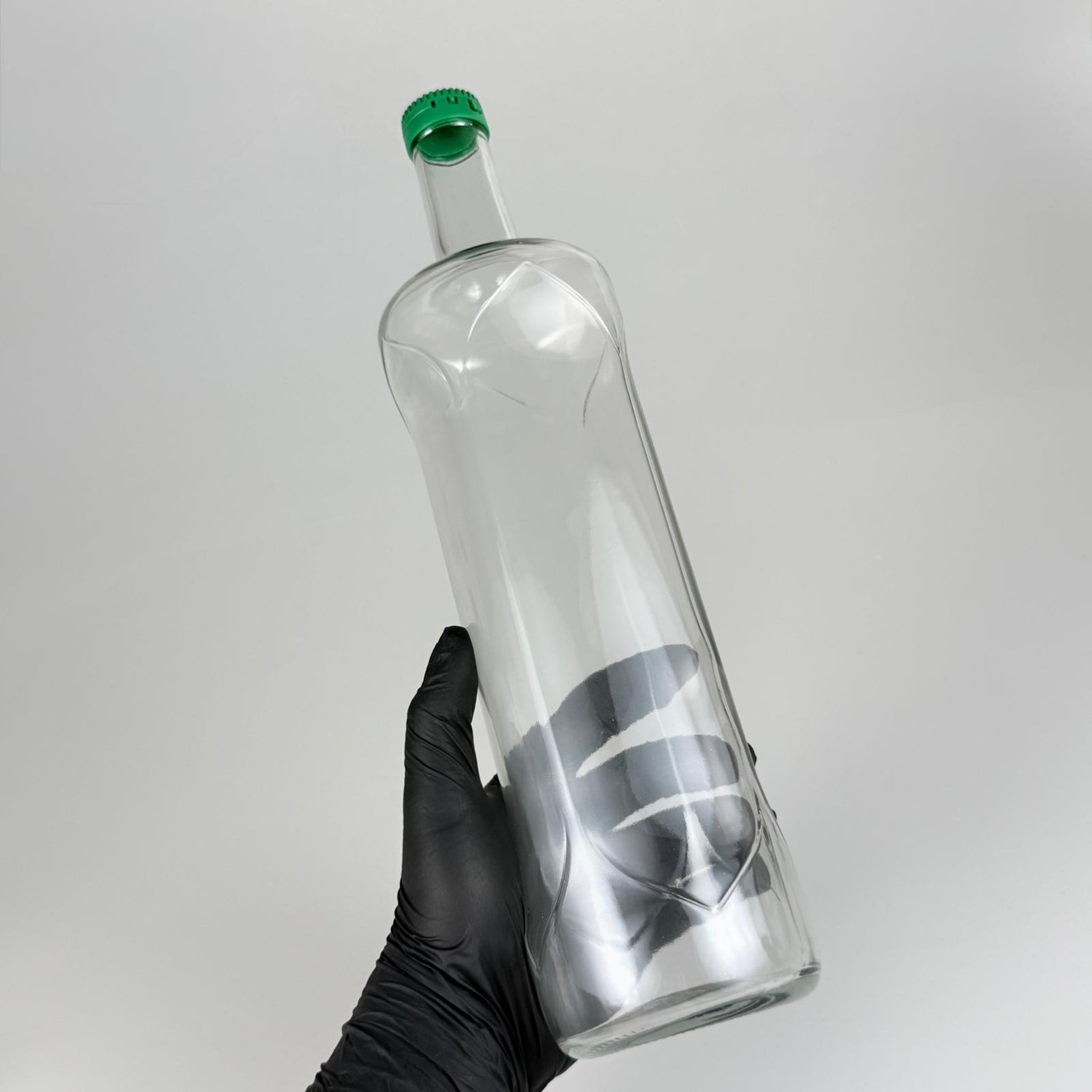 1000 CC DESENLİ DORİKA ŞEFFAF CAM ŞİŞE + YANDAN YIRTMAÇLI YEŞİL ÇAKMA KAPAKLI TAKIM - 1000 ML MANTAR TIPALI ÇAKMA AĞIZ  CAM ŞİŞE
