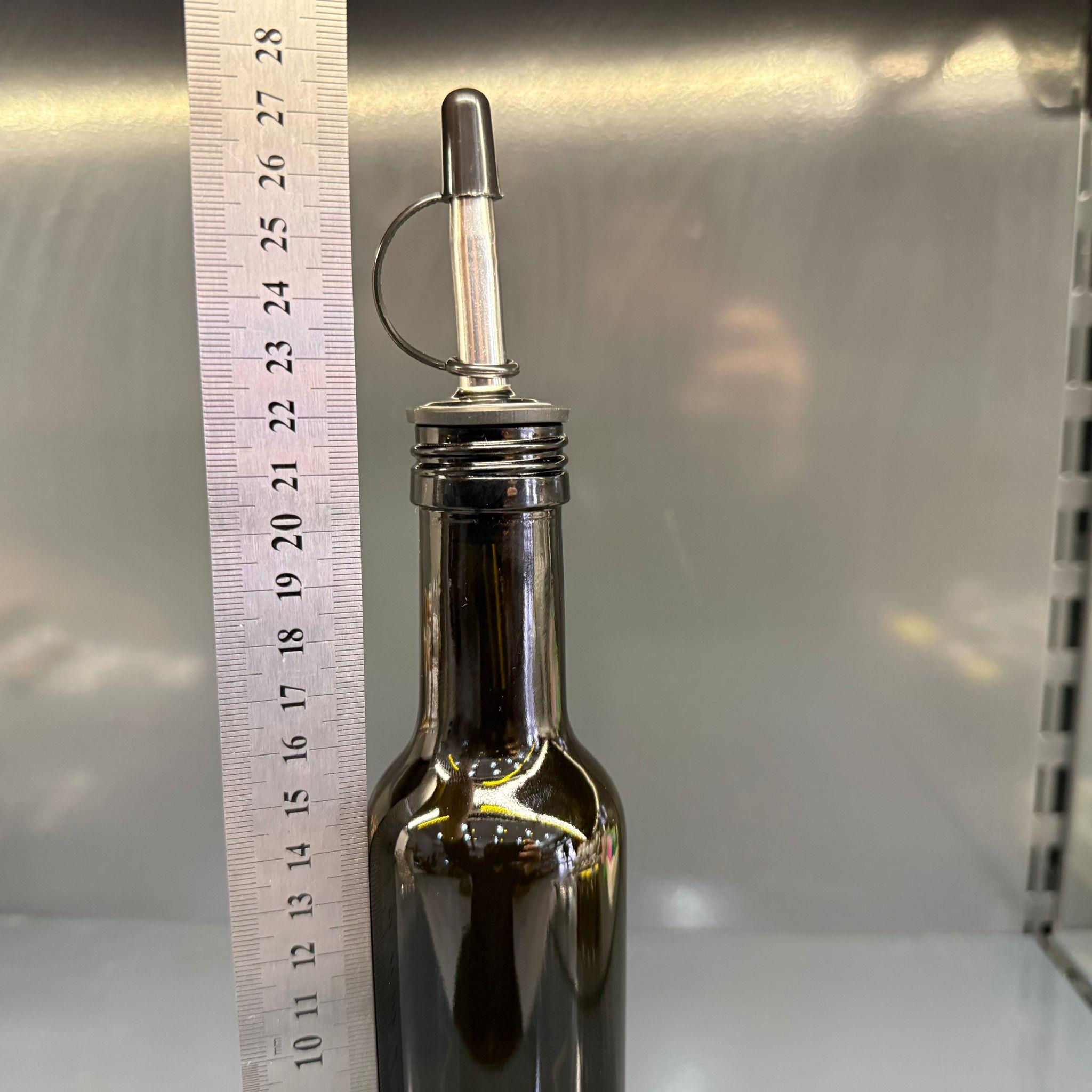 SİLİNDİR CAM YAĞLIK - 250 ML YEŞİL CAM CESENA ŞİŞE + KAPAKLI ÇELİK YAĞDANLIK TIPASI TAKIM