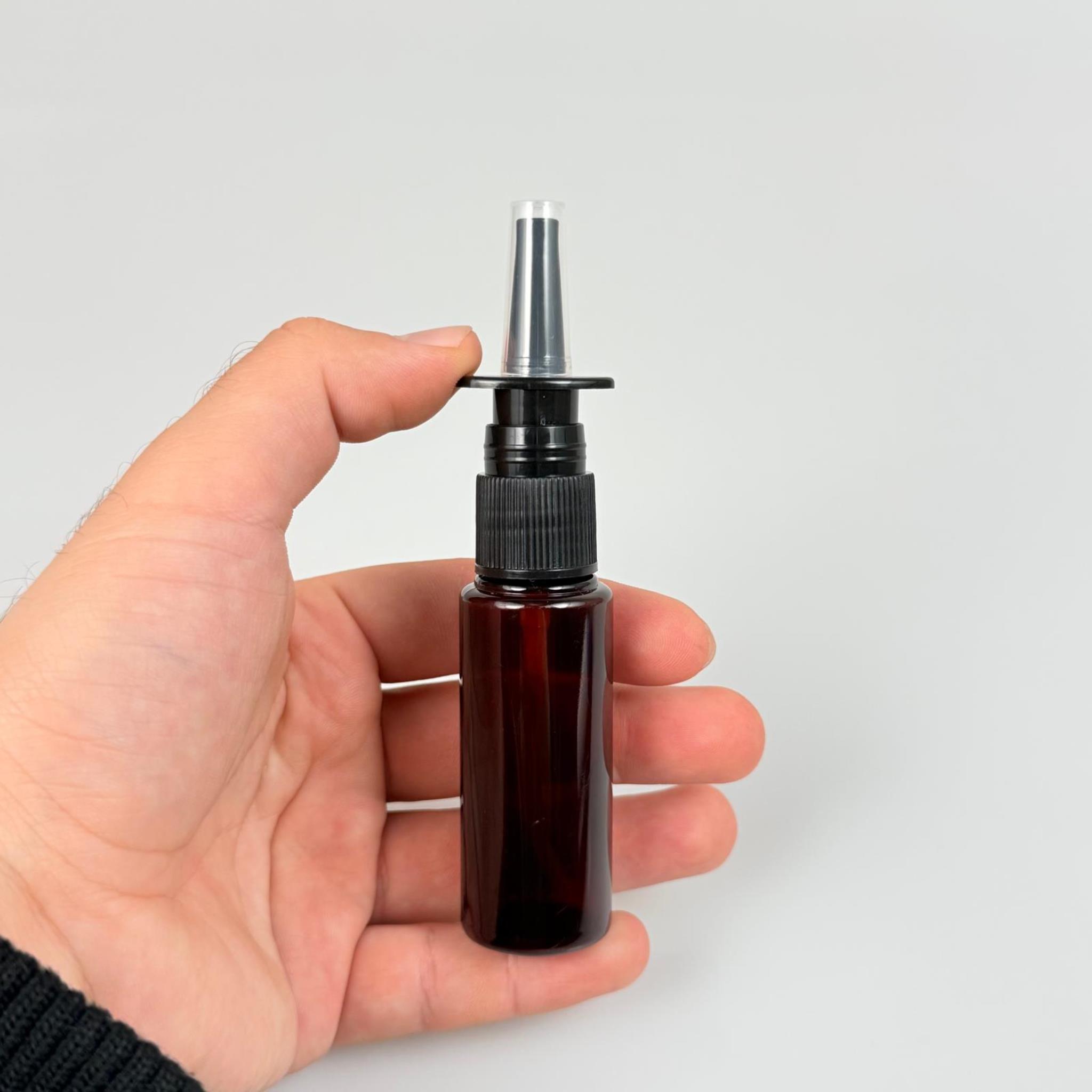 25 CC AMBER PET ŞİŞE- SİYAH NAZAL BURUN SPREYLİ 25 ML PLASTİK ŞİŞE