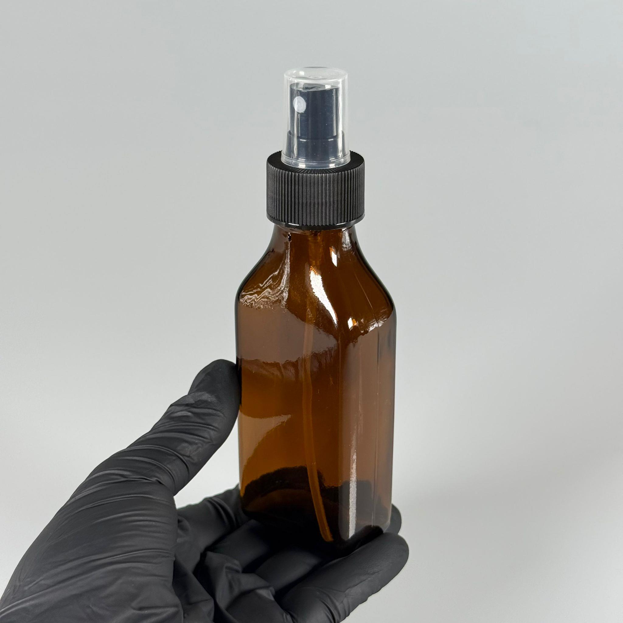 100 CC YASSI AMBER SİYAH SPREY BAŞLIKLI CAM ŞİŞE - 100 ML KAHVERENGİ FISFIS KAPAKLI ŞİŞE