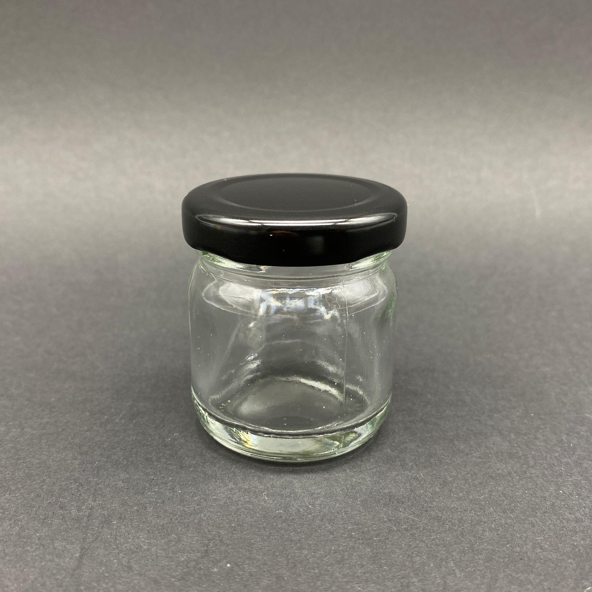 40 CC CAM KAVANOZ - SİYAH METAL KAPAKLI - 40 ML CAM KAVANOZ