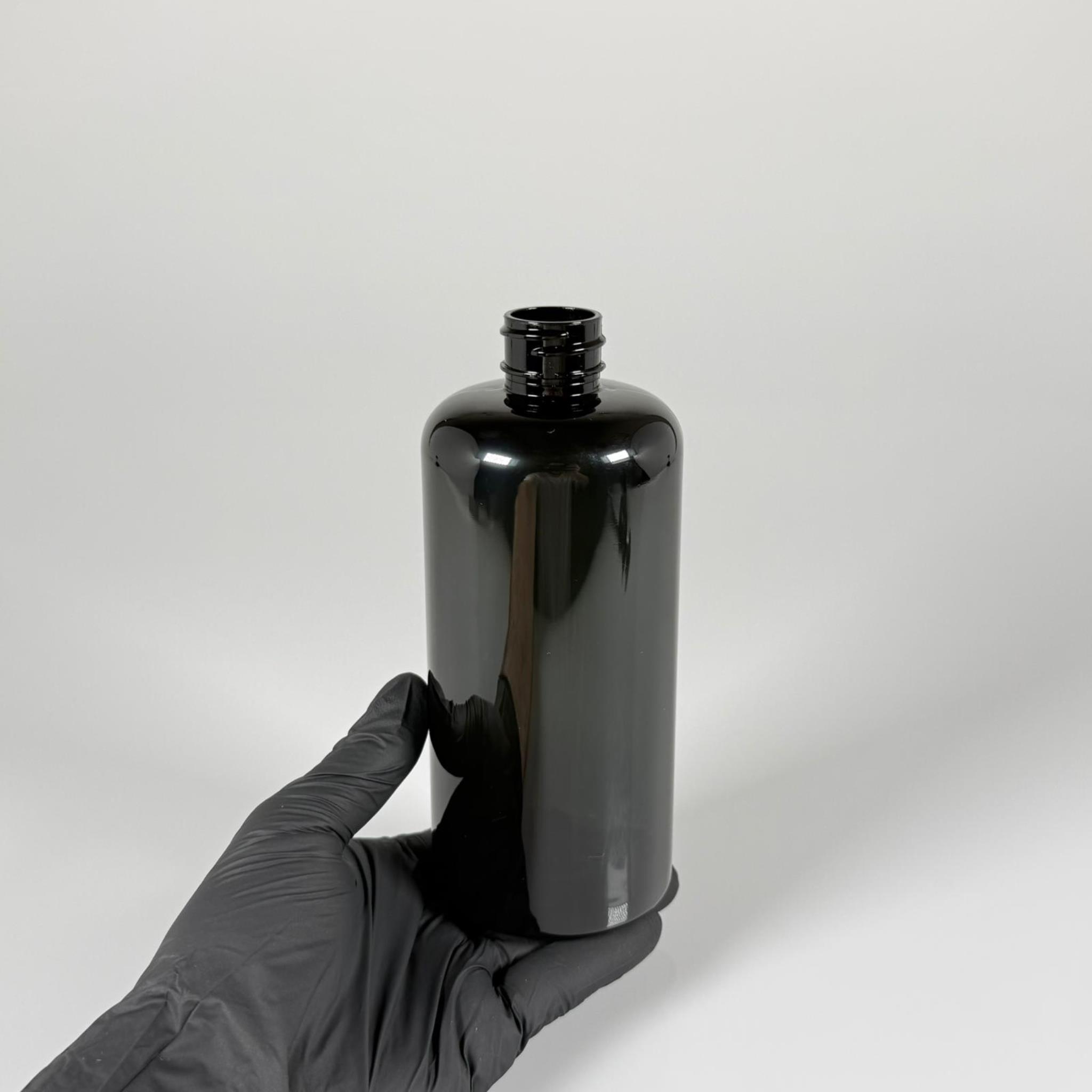 500 CC SİYAH UZUN SİLİNDİR PET ŞİŞE KALIN (26 GR) KAPAKSIZ - 28 AĞIZ - 500 ML PET ŞİŞE