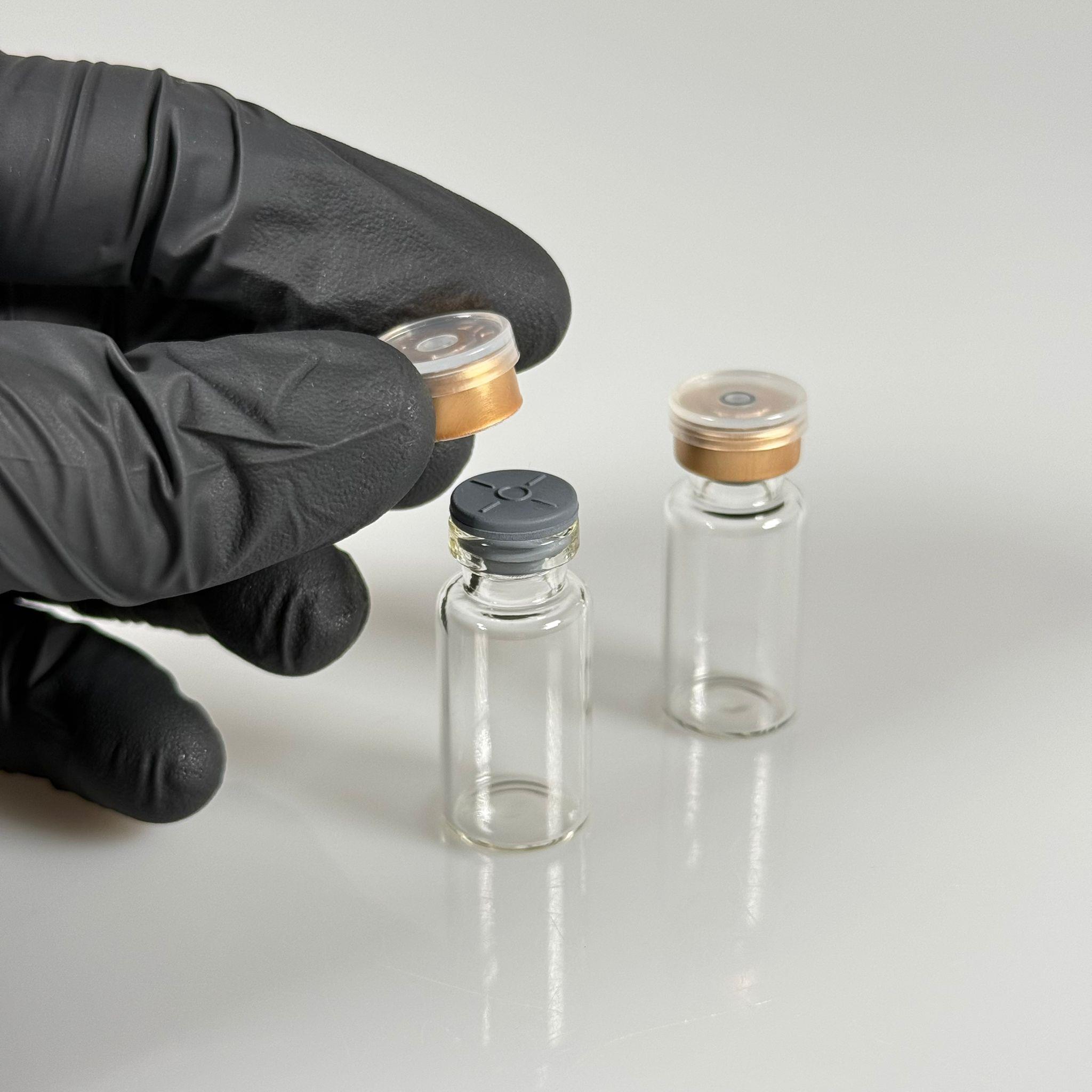 3 ML vial flakon şişe - 13 ağız 3 cc şeffaf cam ilaç şişesi + kauçuk butil enjektör tıpası + gold alüminyum kapaklı takım