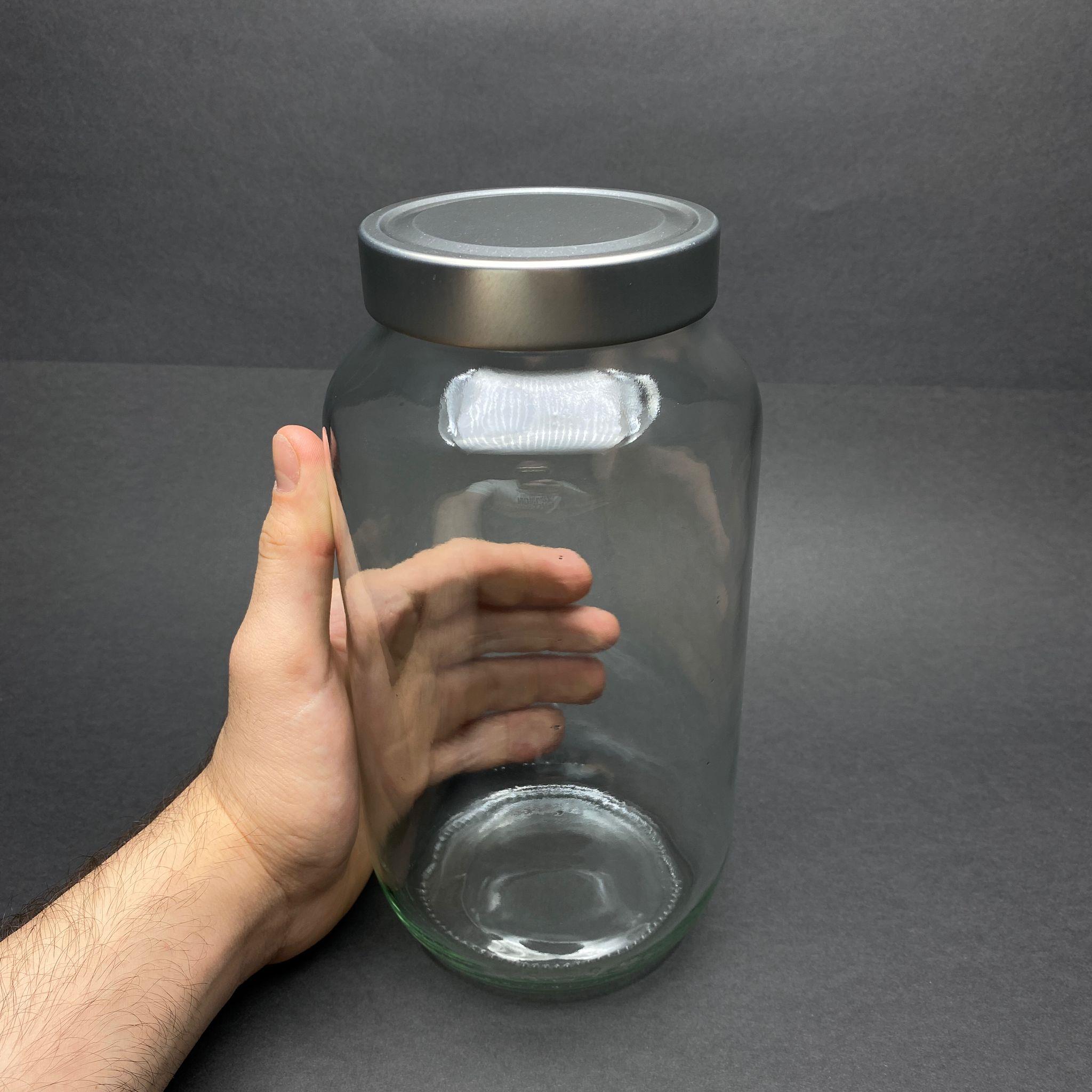 1500 CC CAM KAVANOZ - DERİN GÜMÜŞ LÜKS METAL KAPAKLI - 1500 ML DAR AĞIZ CAM KAVANOZ