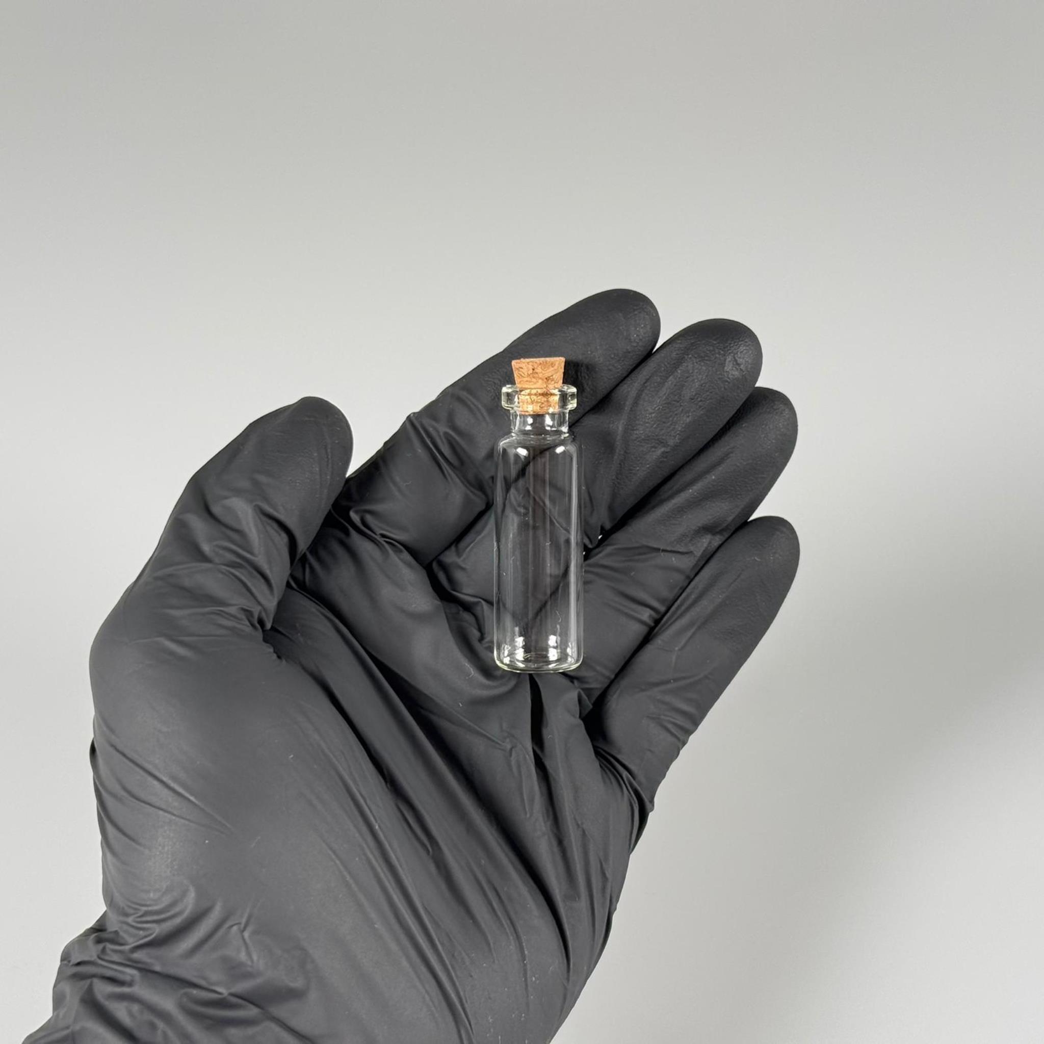 MİNİ CAM ŞİŞE MANTAR TIPALI 5 CC - anahtarlık, aksesuar. kolye, minyatür, mektup, tılsım vb için 5 ml şeffaf küçük cam şişeler