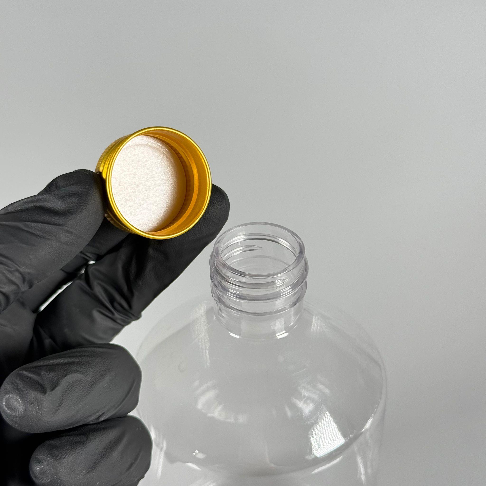 500 CC KÜT BOYUNLU ŞEFFAF PET ŞİŞE - GOLD METAL ALÜMİNYUM KAPAKLI - 500 ML KALIN (30 gr) PET ŞİŞE