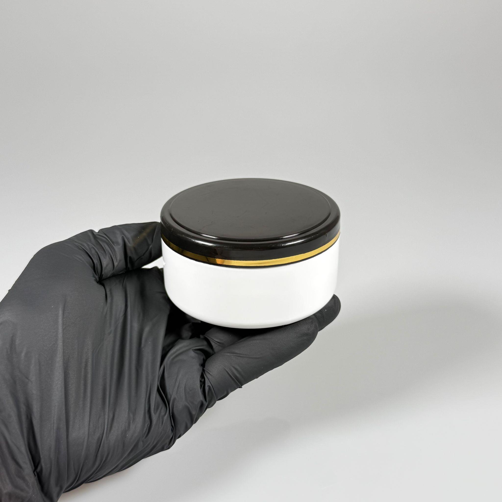 150 CC PİTY KREM KAVANOZU - KAPAKLI - BEYAZ - GOLD YALDIZLI SİYAH KAPAKLI KREM KUTUSU - KOZMETİK AMBALAJ