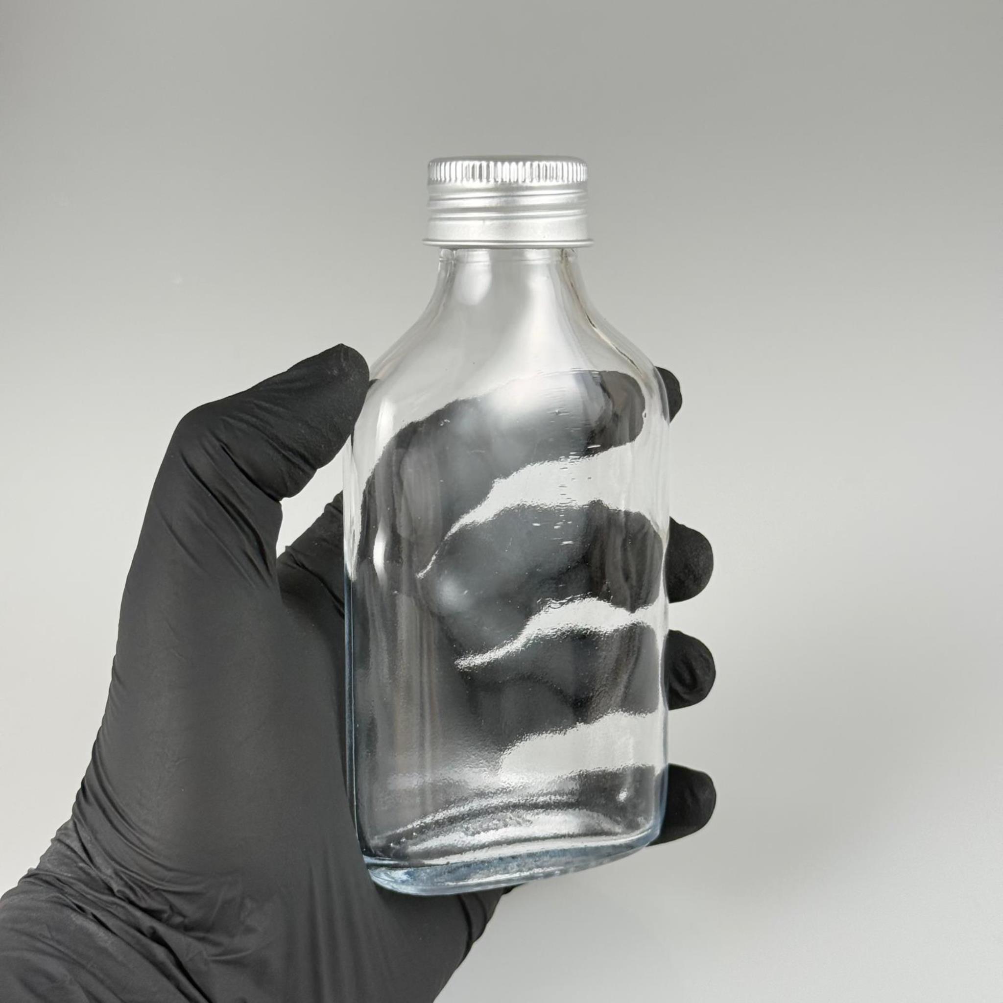 100 CC YASSI CAM ŞİŞE - GÜMÜŞ METAL ALÜMİNYUM KAPAKLI - 100 ML CAM ŞİŞE - SOĞUK KAHVE İÇİN COLD BREW ŞİŞESİ