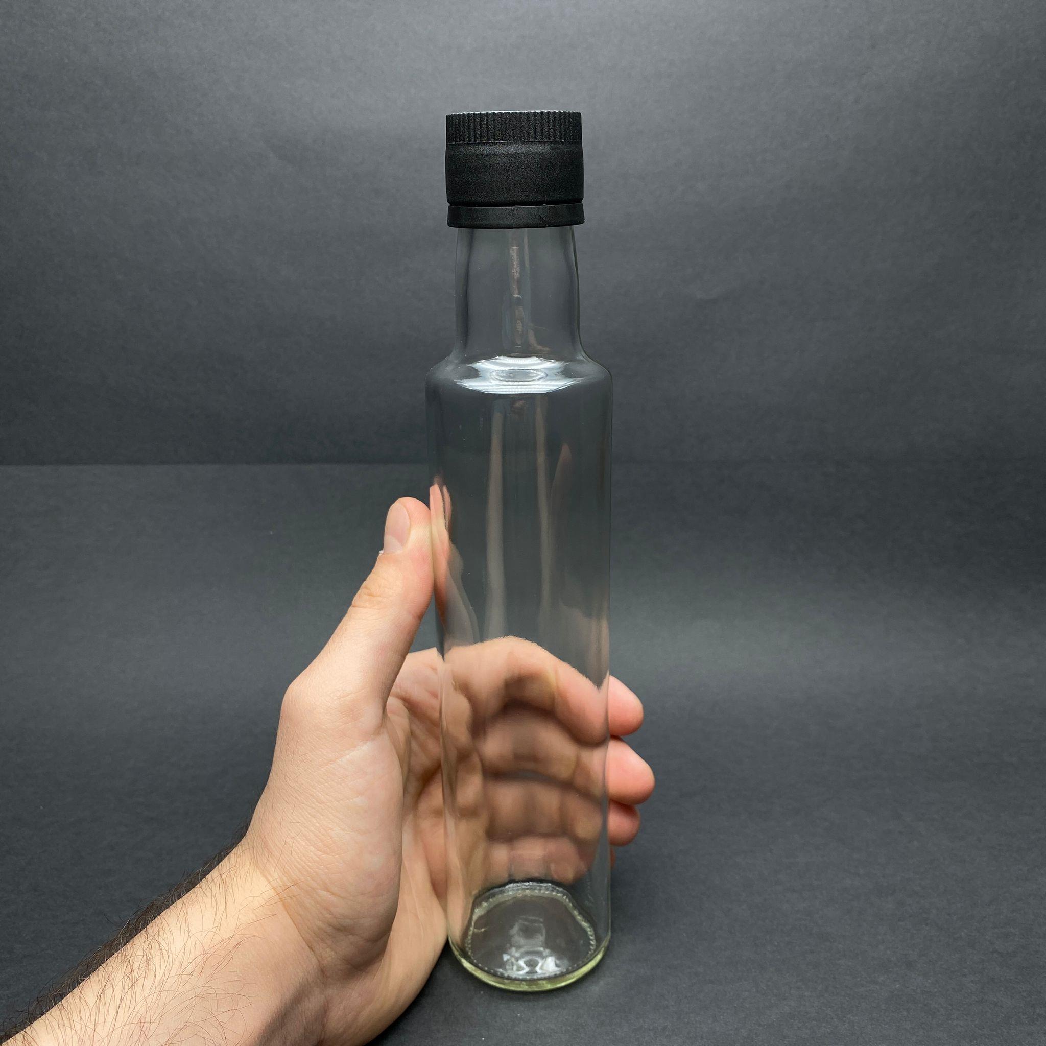 250 CC DORİKA CAM ŞİŞE - KİLİTLİ SİYAH BİLYELİ PLASTİK KAPAKLI - 250 ML SİLİNDİR YAĞ ŞİŞESİ - SİRKE ŞİŞESİ - SIVIYI KONTROLLÜ AKITMAYI SAĞLAR