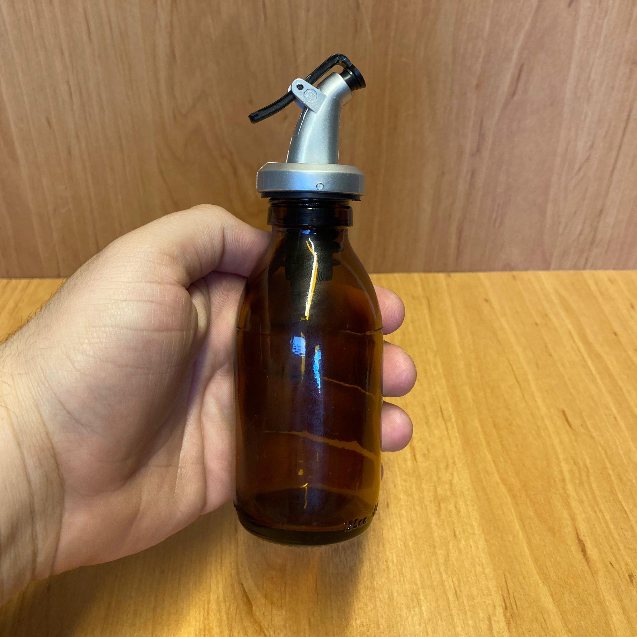 125 CC AMBER YAĞDANLIK ŞİŞESİ - 125 ML CAM YAĞLIK SİRKELİK ŞİŞE - GRİ AKITICILI Damlatmaz Yağlık/ Sirkelik
