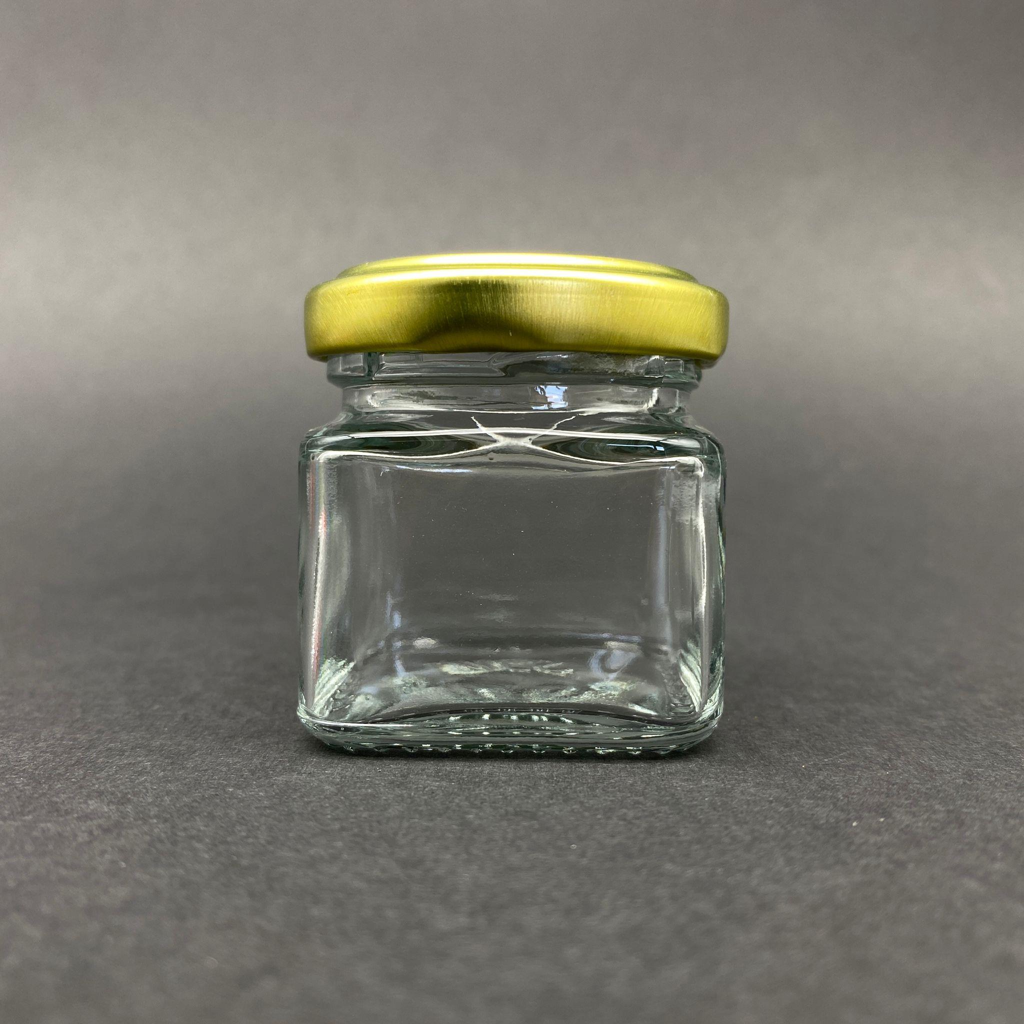 40 CC KARE KAVANOZ - GOLD METAL KAPAKLI - 40 ML KÖŞELİ TİP CAM KAVANOZ