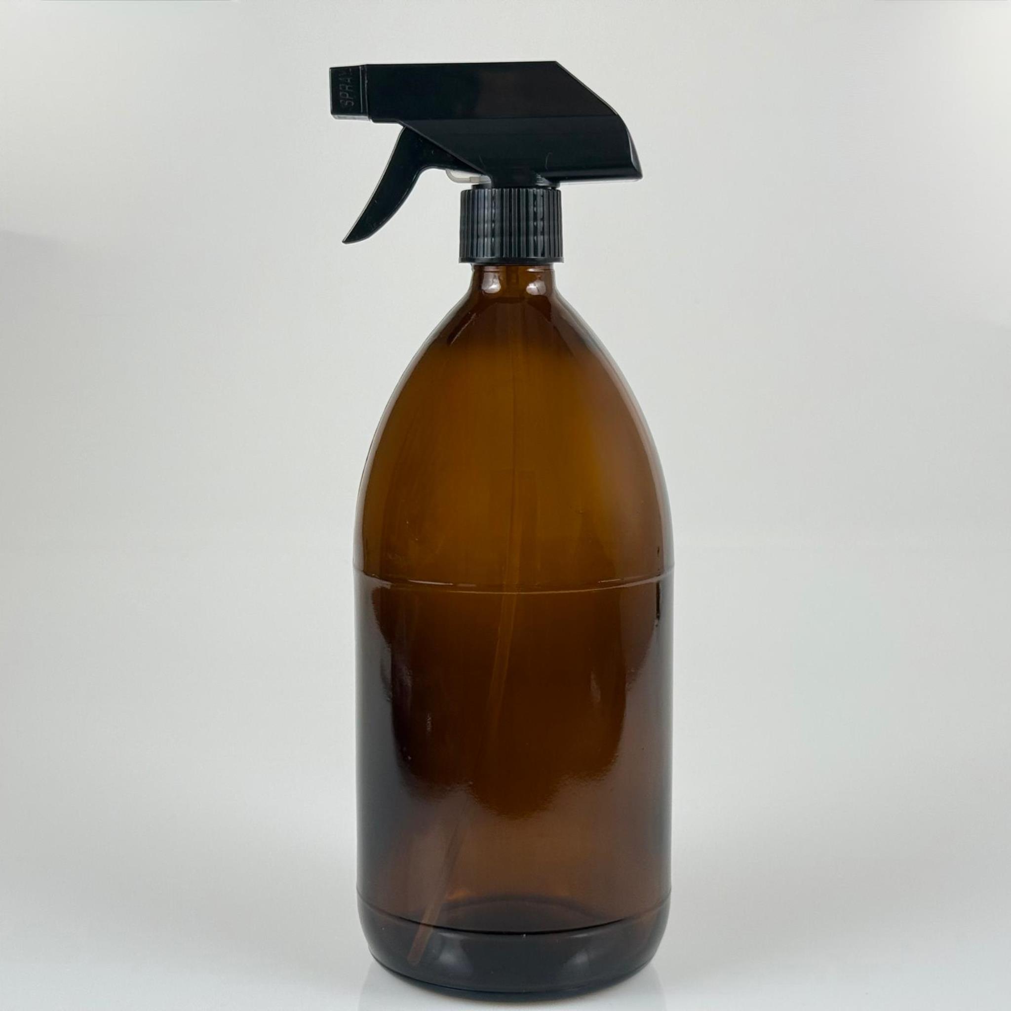 1000 CC AMBER TOMBUL ÖZEL SERİ CAM ŞİŞE - SİYAH TETİK TRİGER SPREYLİ - 1000 ML CAM ECZA ŞİŞESİ - KAHVERENGİ