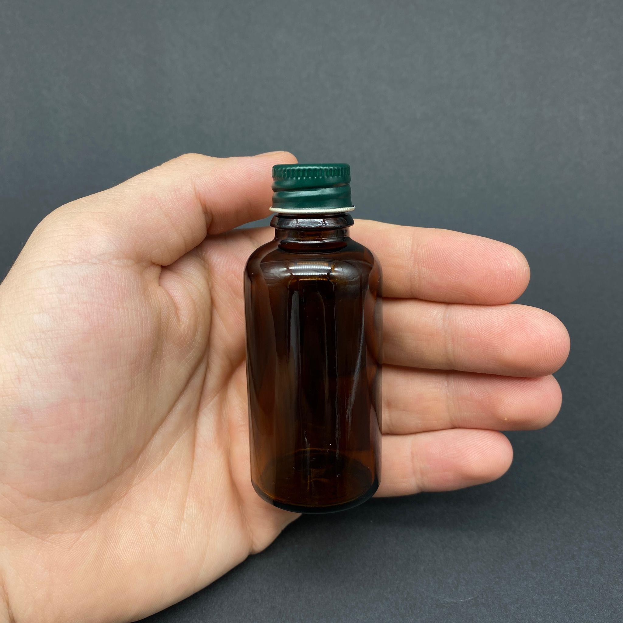 30 CC KAHVERENGİ CAM ŞİŞE - YEŞİL VİDALI METAL KAPAKLI  - 30 ML AMBER STANDART CAM ŞİŞE