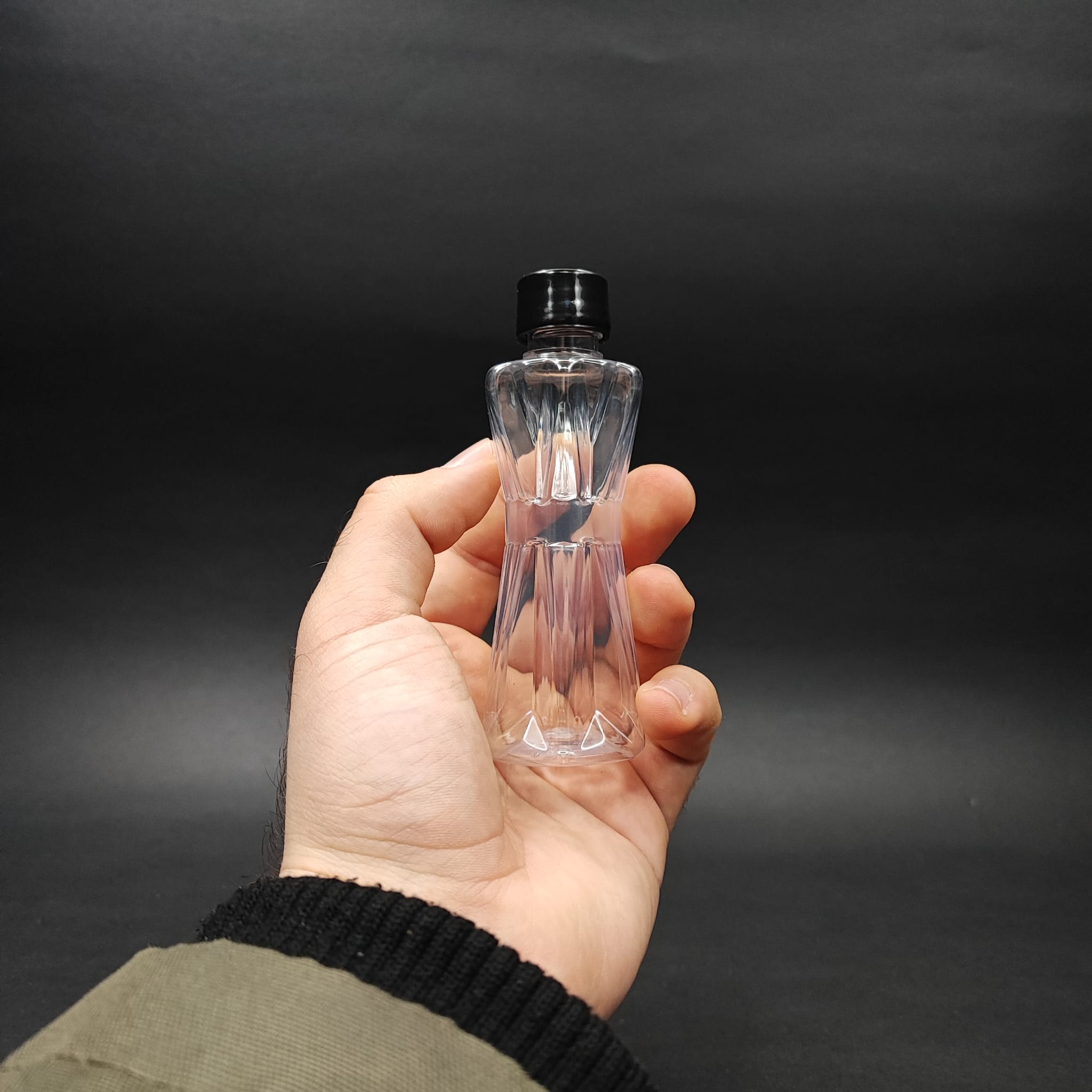 50 CC ELMAS MODEL PLASTİK ŞİŞE + KENDİNDEN CONTALI SIZDIRMAZ SİYAH KAPAK - 50 ML KAPAKLI PET ŞİŞE