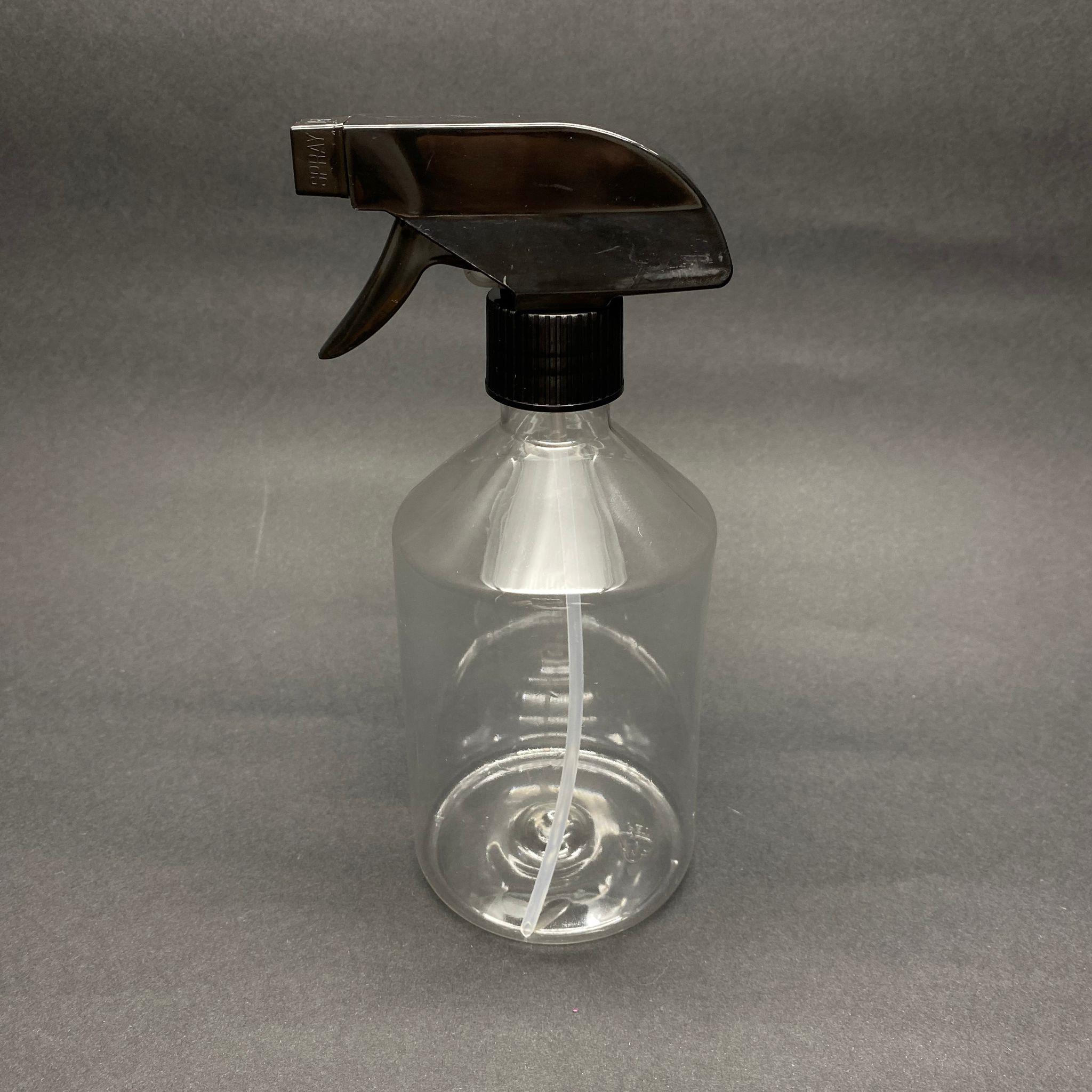 500 CC KÜT BOYUNLU ŞEFFAF PET ŞİŞE - SİYAH TETİK TRİGER SPREYLİ - 500 ML KALIN (30 GR) PET ŞİŞE - BOŞ FISFIS ODA KOKUSU, OTO TEMİZLİK VB İÇİN PET ŞİŞE