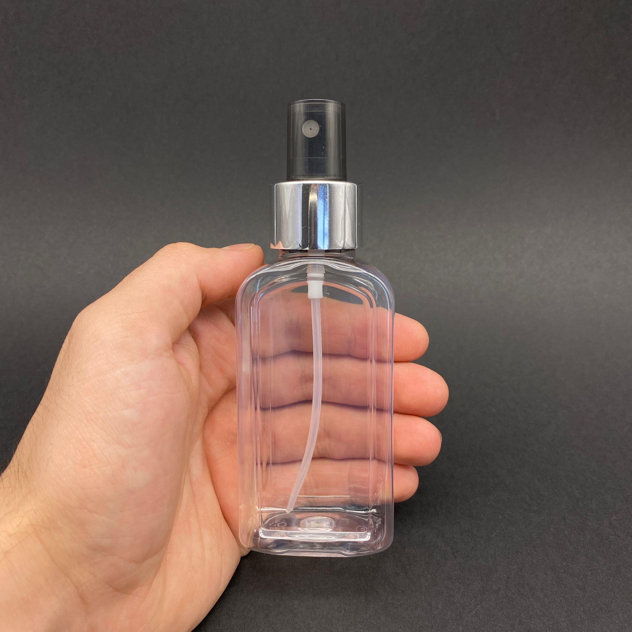 100 CC YASSI ŞİŞE - GÜMÜŞ SPREYLİ - 100 ML YASSI PLASTİK FISFISLI ŞİŞE