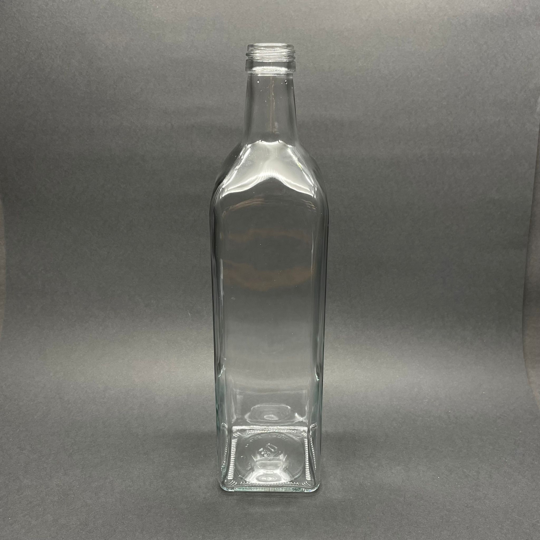 1000 CC ŞEFFAF CAM KÖŞELİ MARASKA ŞİŞE KAPAKSIZ (31 AĞIZ VİDALI) - 1000 ML MARASKA ŞİŞE