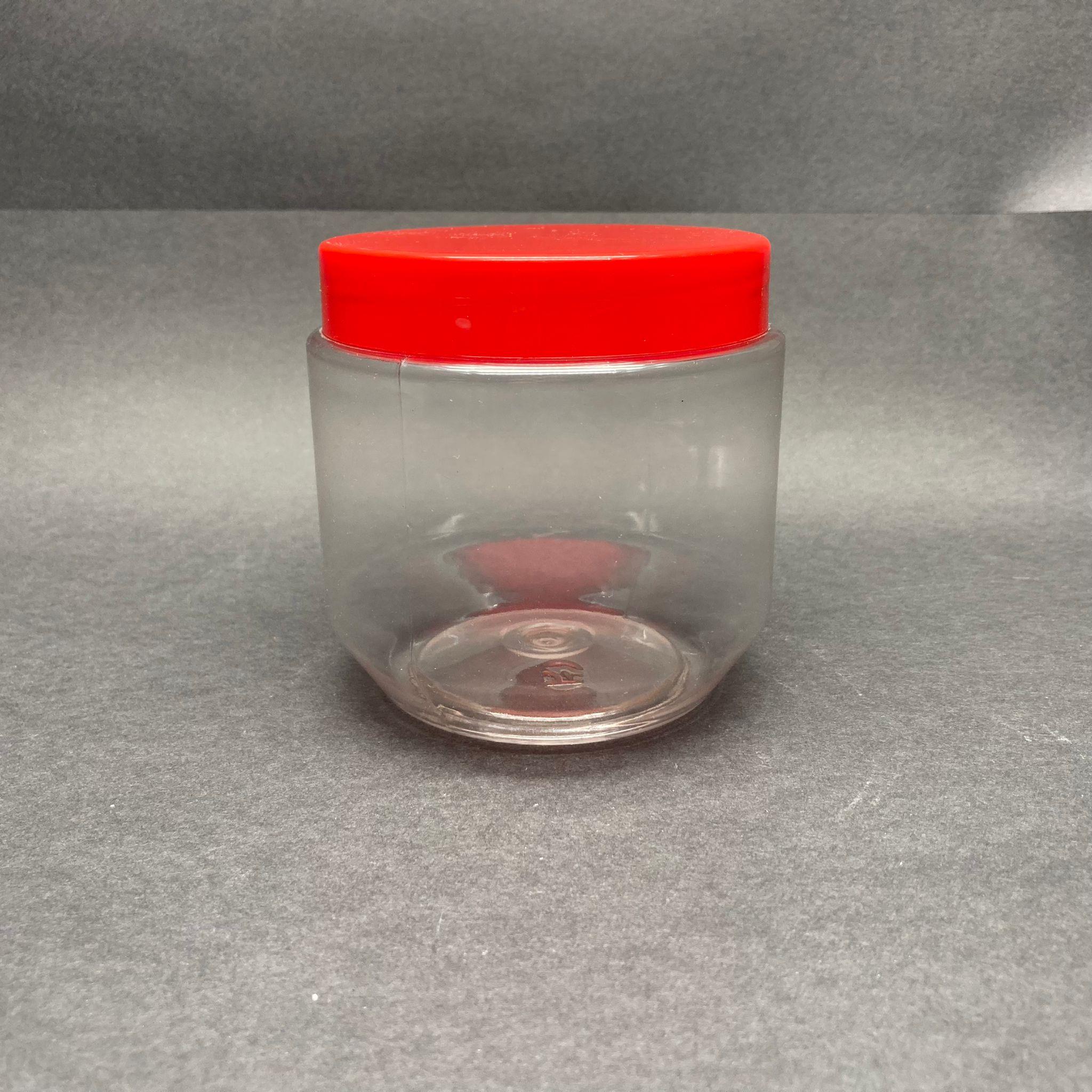500 CC PET KAVANOZ - KIRMIZI PLASTİK KAPAKLI - 500 ML PLASTİK KAVANOZ