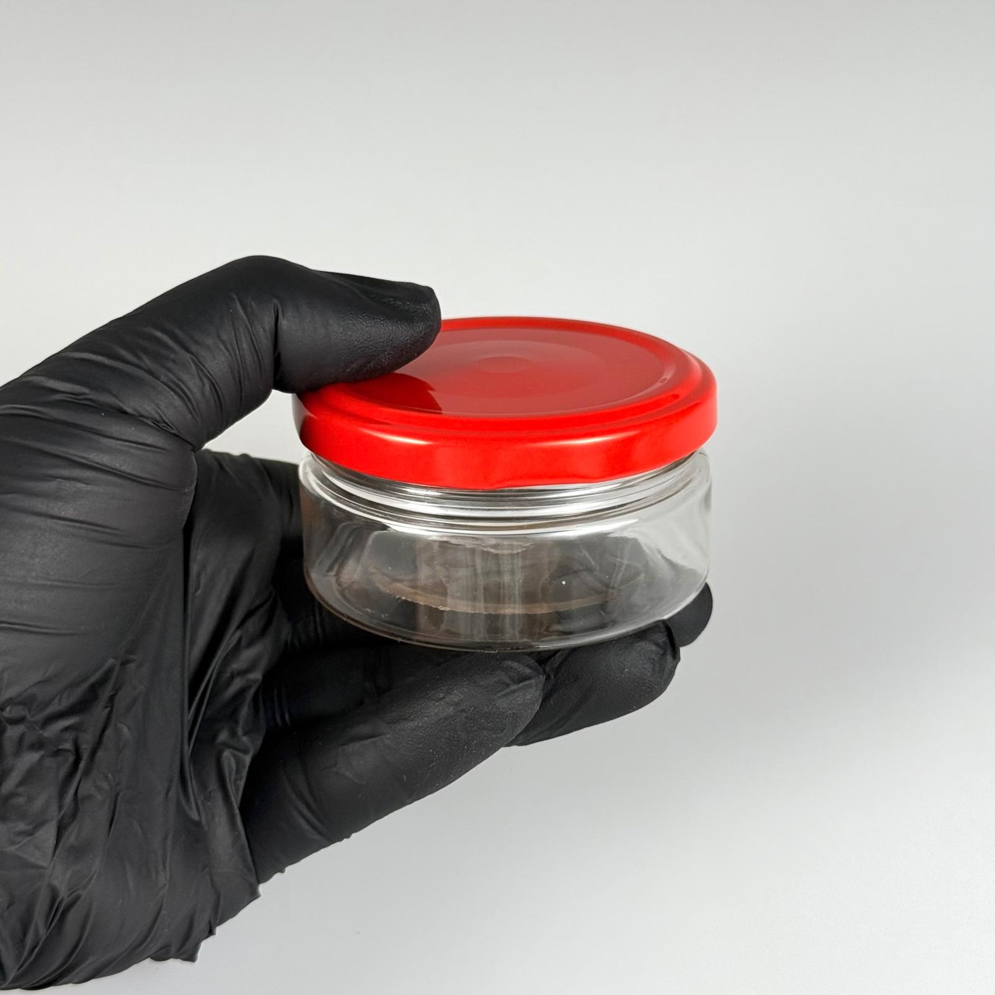 50 CC PET KAVANOZ  + DÜĞMELİ KIRMIZI METAL KAPAKLI TAKIM - 50 ML PLASTİK KAVANOZ