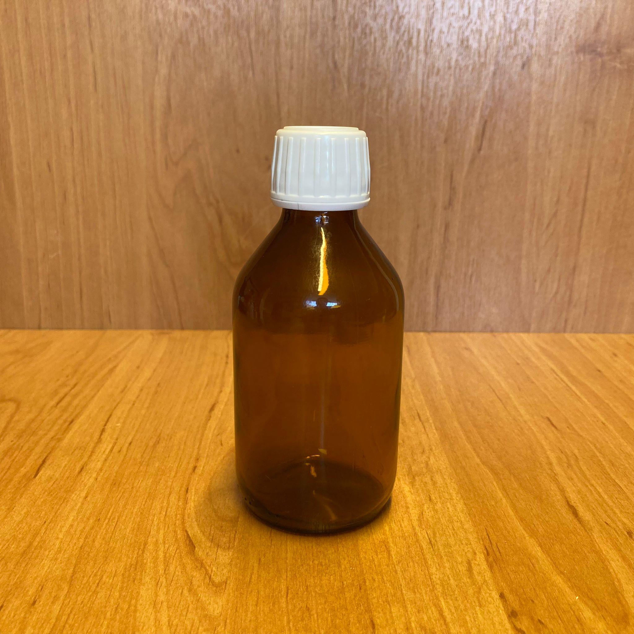 200  CC AMBER CAM ŞİŞE - BEYAZ KİLİTLİ PLASTİK KAPAKLI - 200 ML KAHVERENGİ BOŞ ŞURUP ŞİŞESİ