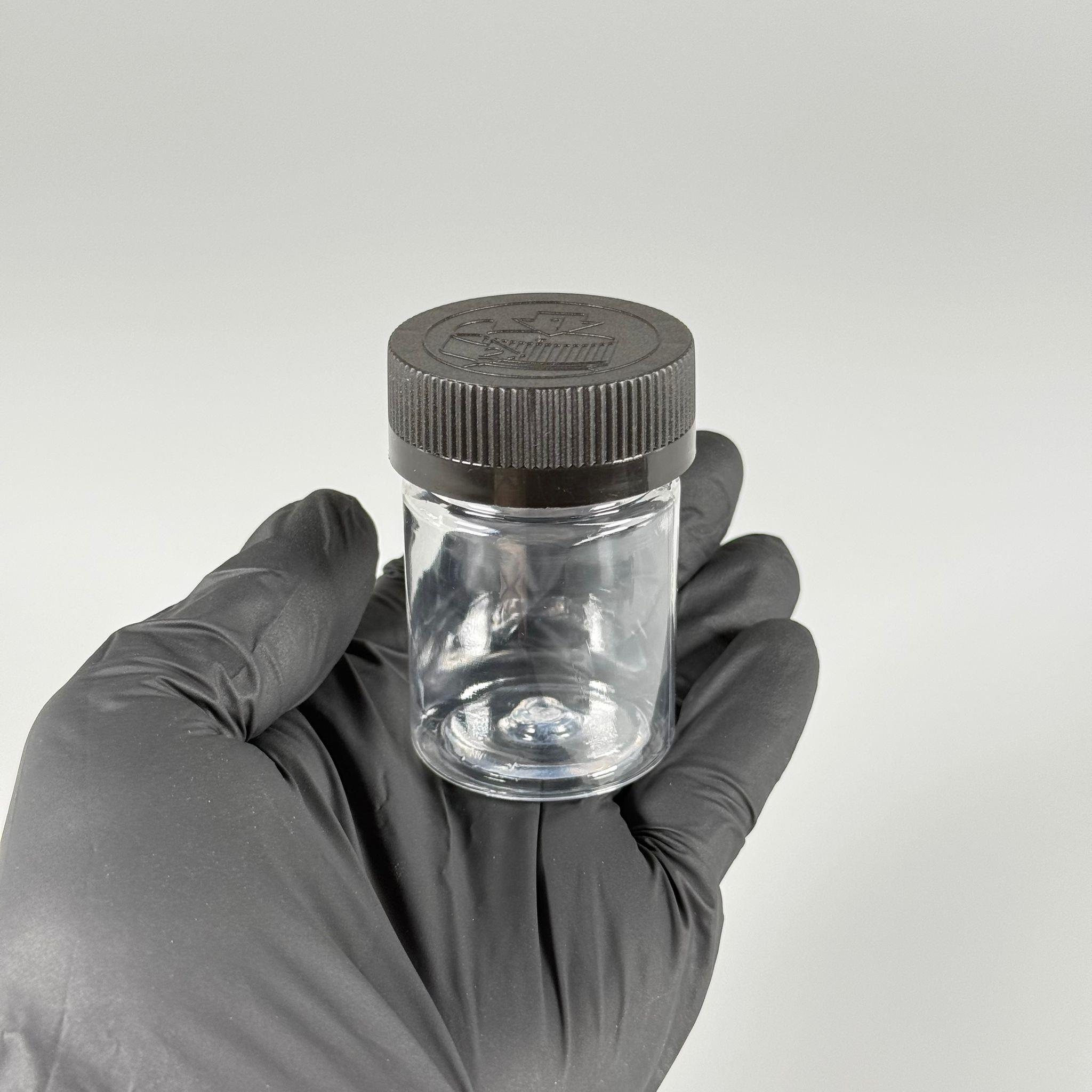 50 CC PET ŞİŞE GENİŞ AĞIZLI  - SİYAH ÇOCUK KİLİT KAPAKLI - 50 ML PLASTİK NUMUNE KAVANOZU, MİNİ TABLET KAVANOZU