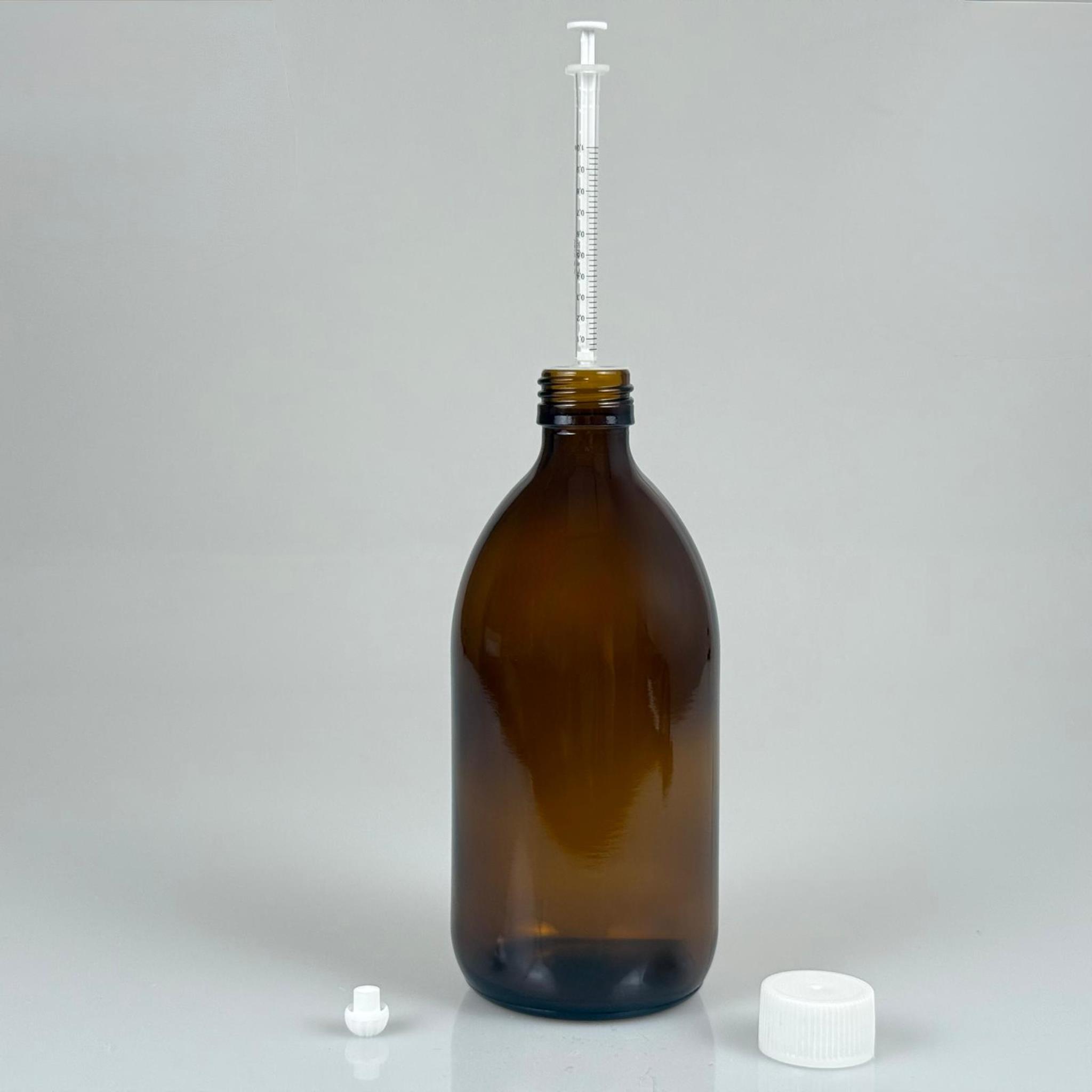 500 ML CAM ECZA ŞİŞESİ + 1 ML DOZAJ PİPETİ + DOZAJ TIPASI + CONTALI PLASTİK KAPAK TAKIM