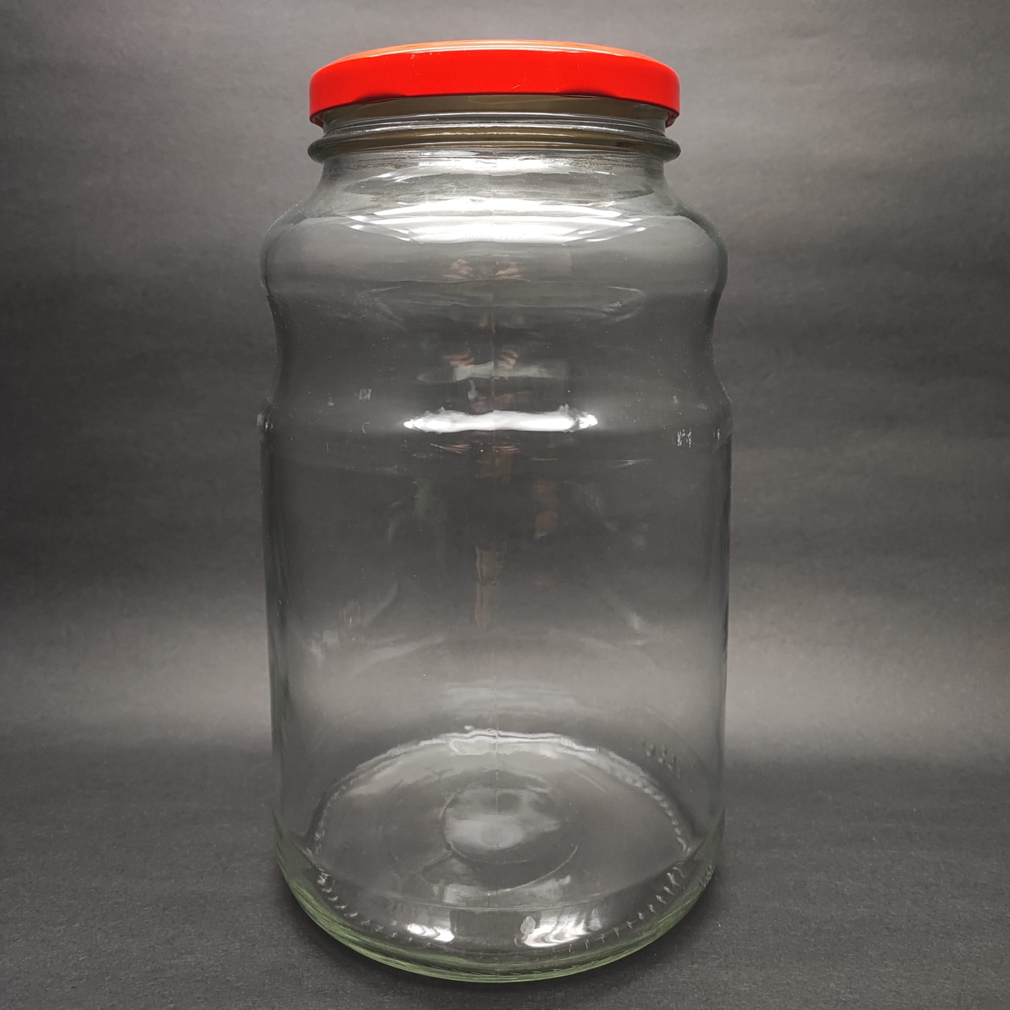 2650 CC BOĞUMLU CAM KAVANOZ - KIRMIZI METAL KAPAKLI - 2650 ML BOĞUMLU CAM KAVANOZ