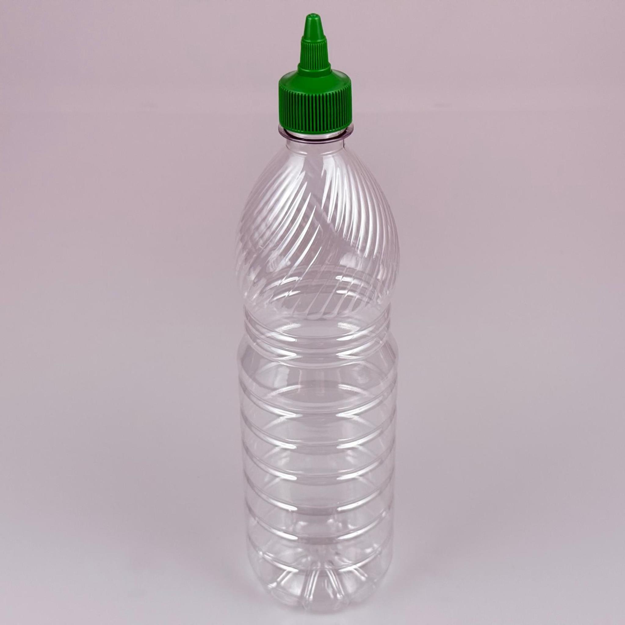 ZEYTİNYAĞI, SOS, ACI SOS, SİRKE, SRIRACHA VB BOŞ ŞİŞELERİ - YEŞİL SİVRİ TWİST AKITICI KAPAK + 1000 ML ŞEFFAF PET PLASTİK ŞİŞE TAKIM