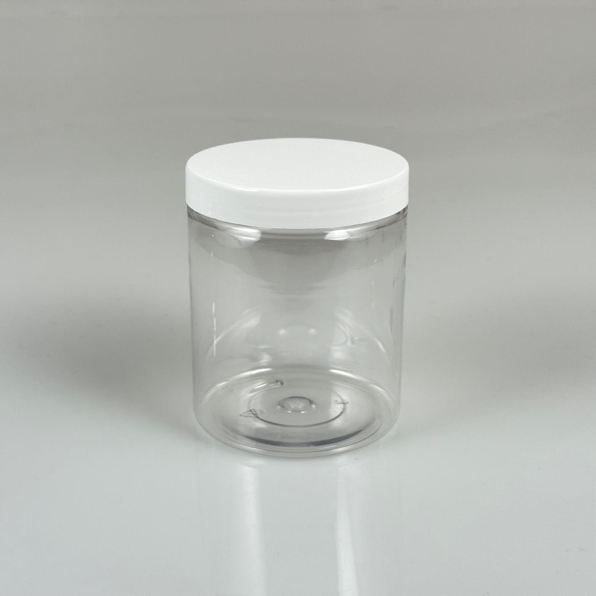 300 CC ŞEFFAF SERT PLASTİK KAVANOZ - BEYAZ KAPAKLI - 300 ML PLASTİK KREM KAVANOZU