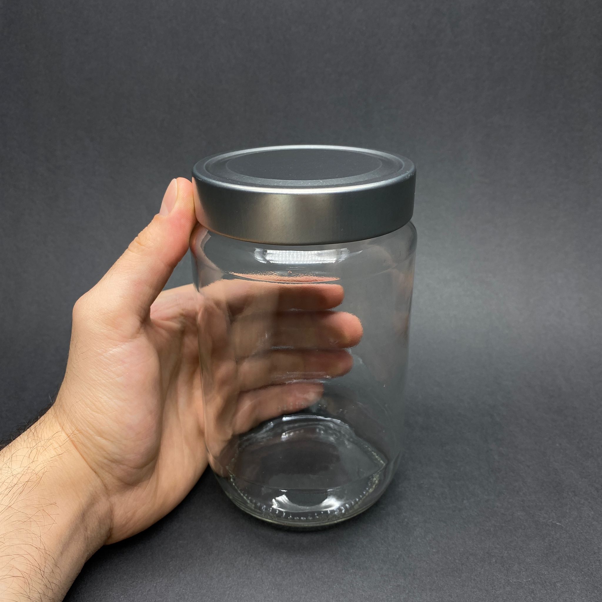 720 CC CAM KAVANOZ - DERİN GÜMÜŞ LÜKS METAL KAPAKLI - 720 ML BAL KAVANOZU