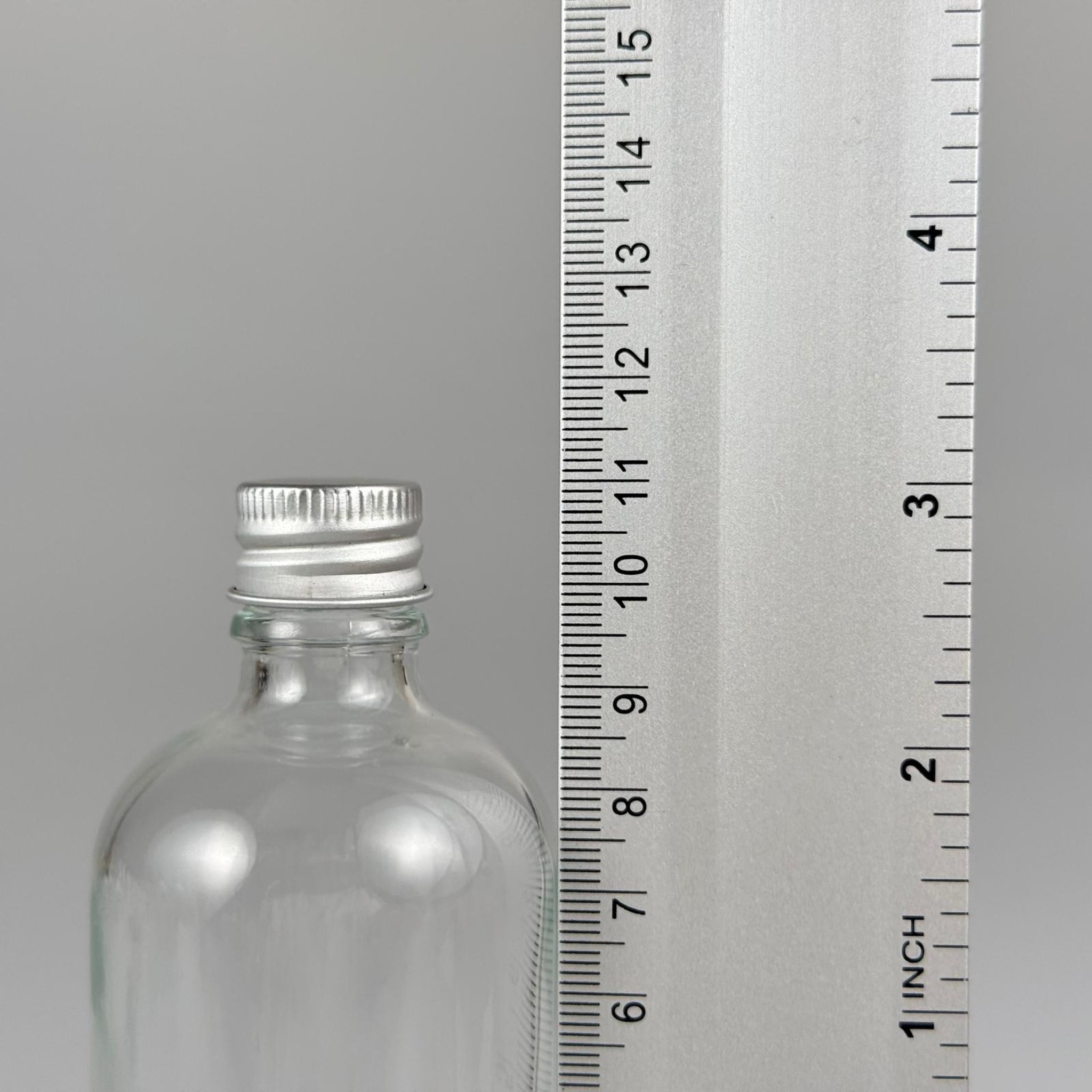 100 CC ŞEFFAF CAM ŞİŞE + KÖPÜK CONTALI GÜMÜŞ ALÜMİNYUM METAL KAPAKLI + DAMLALIKLI KOLONYA TIPALI TAKIM - 100 ML ŞEFFAF CAM ŞİŞE
