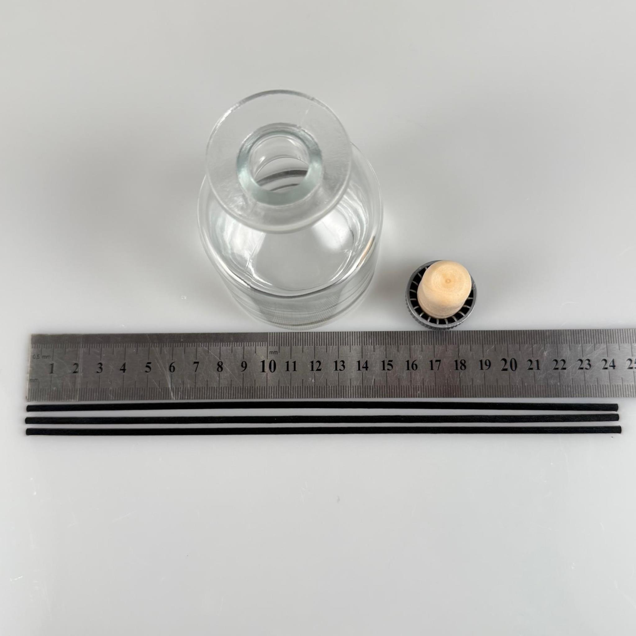 150 CC CAM BAMBU SİLİNDİR ODA KOKUSU ŞİŞESİ - 150 ML DİFFUSER CAM ŞİŞE + GRİ MANTAR TIPA + 3 ADET 24 CM FİBER BAMBU ÇUBUK