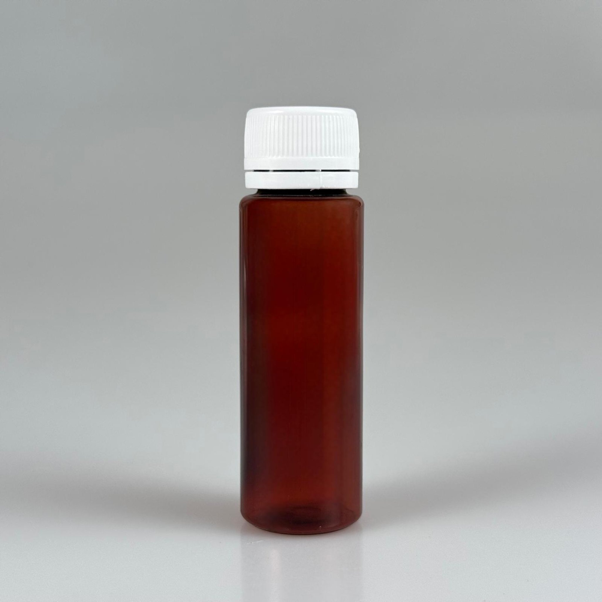 20 CC PET SHOT ŞİŞESİ  - KİLİTLİ BEYAZ KAPAKLI KOLAJEN ŞİŞESİ - 20 ML PLASTİK ŞİŞE - AMBER (KİLİTLİ KAPAK SERTÇE BASTIRARAK KAPANIR)
