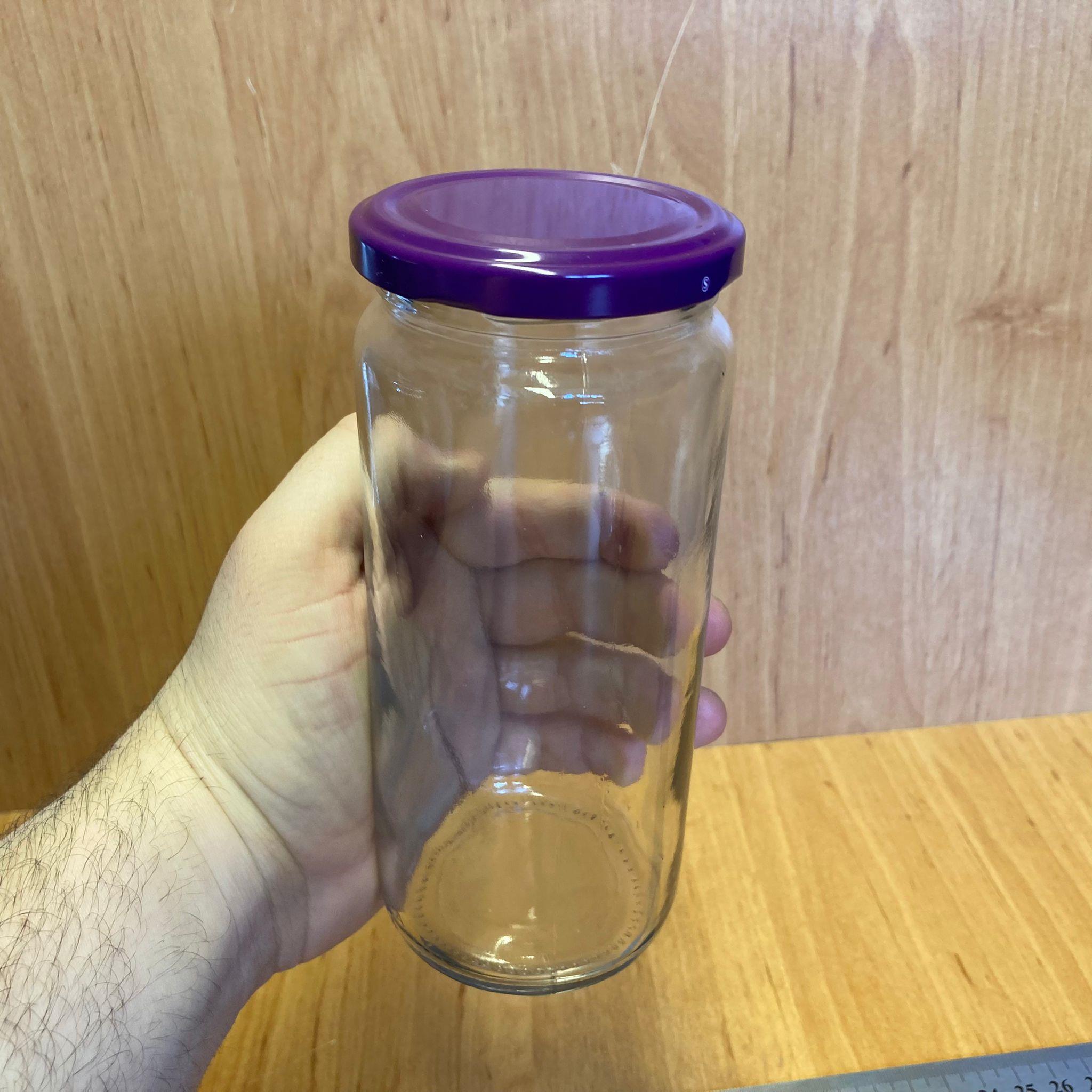 500 CC UZUN KAVANOZ - MOR METAL KAPAKLI - 500 ML BORU TİP CAM KAVANOZ