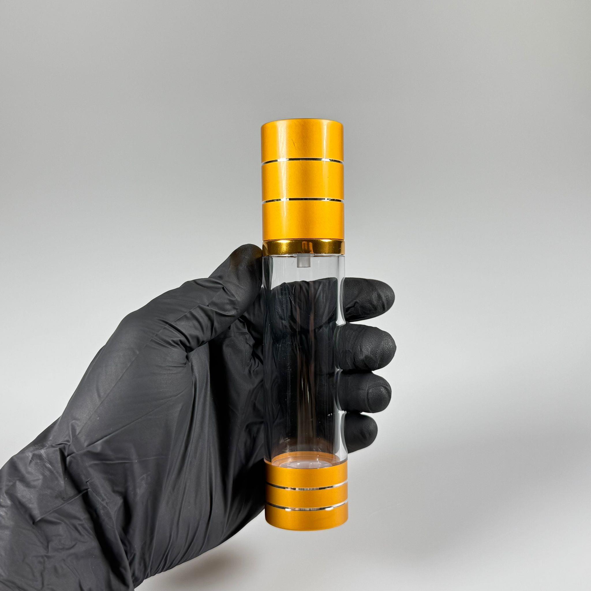 BOŞ KREM VE LOSYON ŞİŞESİ 50 ML BOŞ AİRLESS ŞİŞE - HAVASIZ POMPALI GOLD ÜSTÜ YALDIZLI AİRLESS ŞİŞE