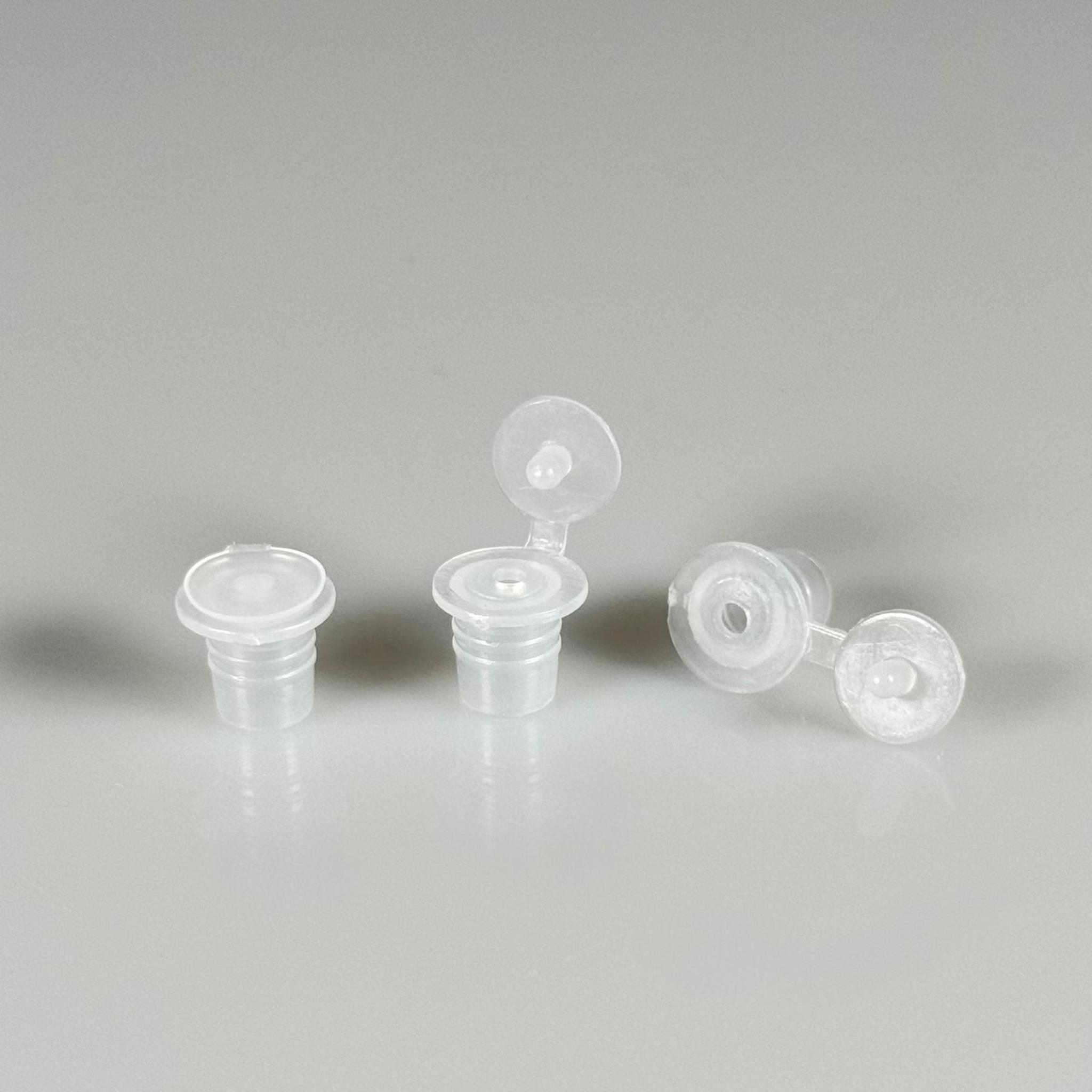 7,9 MM PLASTİK TIPA - DİLLİ KOLONYA DAMLALIK TAPA - 14 MM AĞIZ CAM ŞİŞELERE UYAR