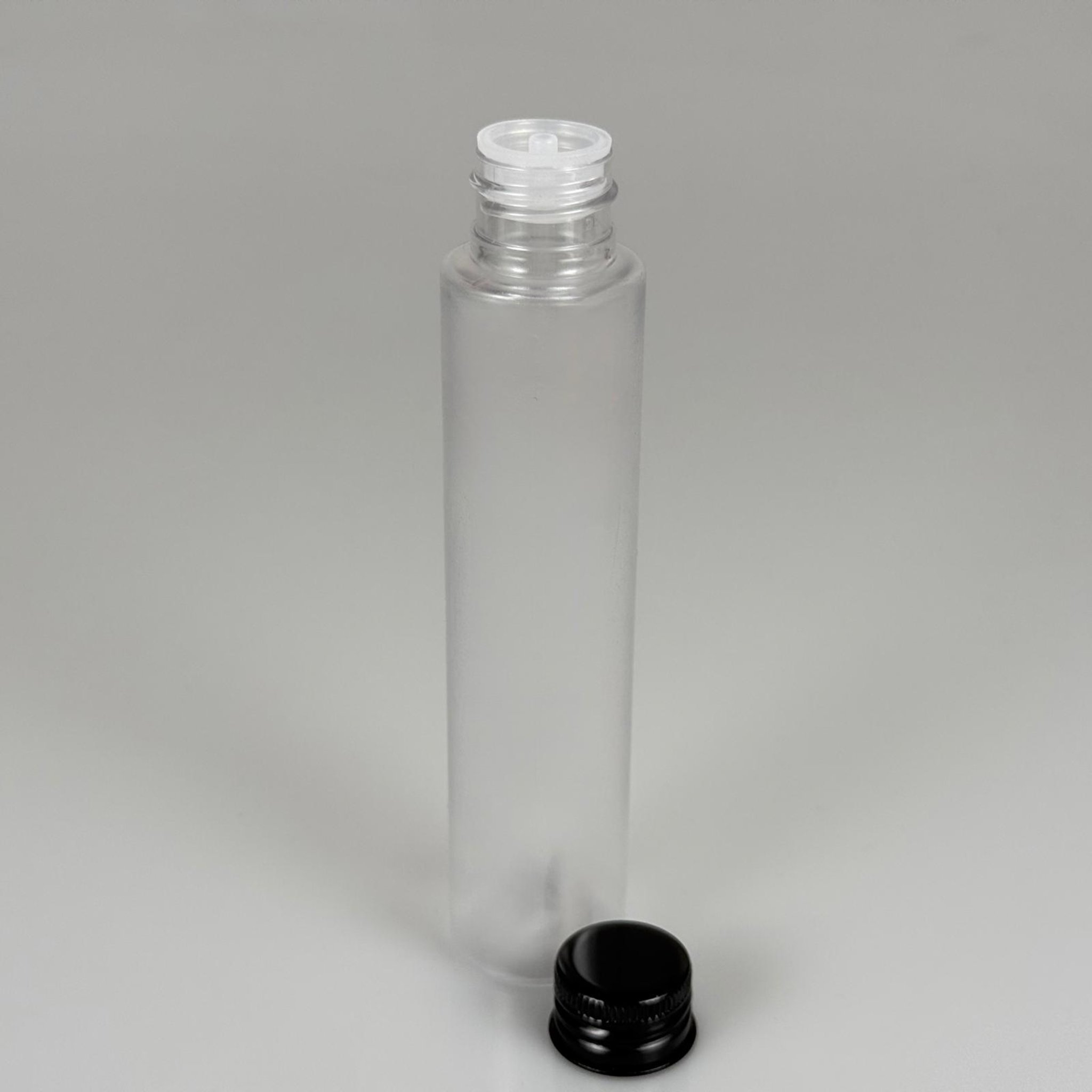 100 CC UZUN SİLİNDİR BUĞULU PET ŞİŞE ( 24 GR - 24 AĞIZ ) + KÖPÜK CONTALI SİYAH METAL ALÜMİNYUM KAPAK + KOLONYA TIPALI TAKIM - 100 ML BİBERİYE SUYU, LAVANTA YAĞI, SAÇ SERUM, TONİK VB İÇİN PLASTİK KOZMETİK AMBALAJLARI