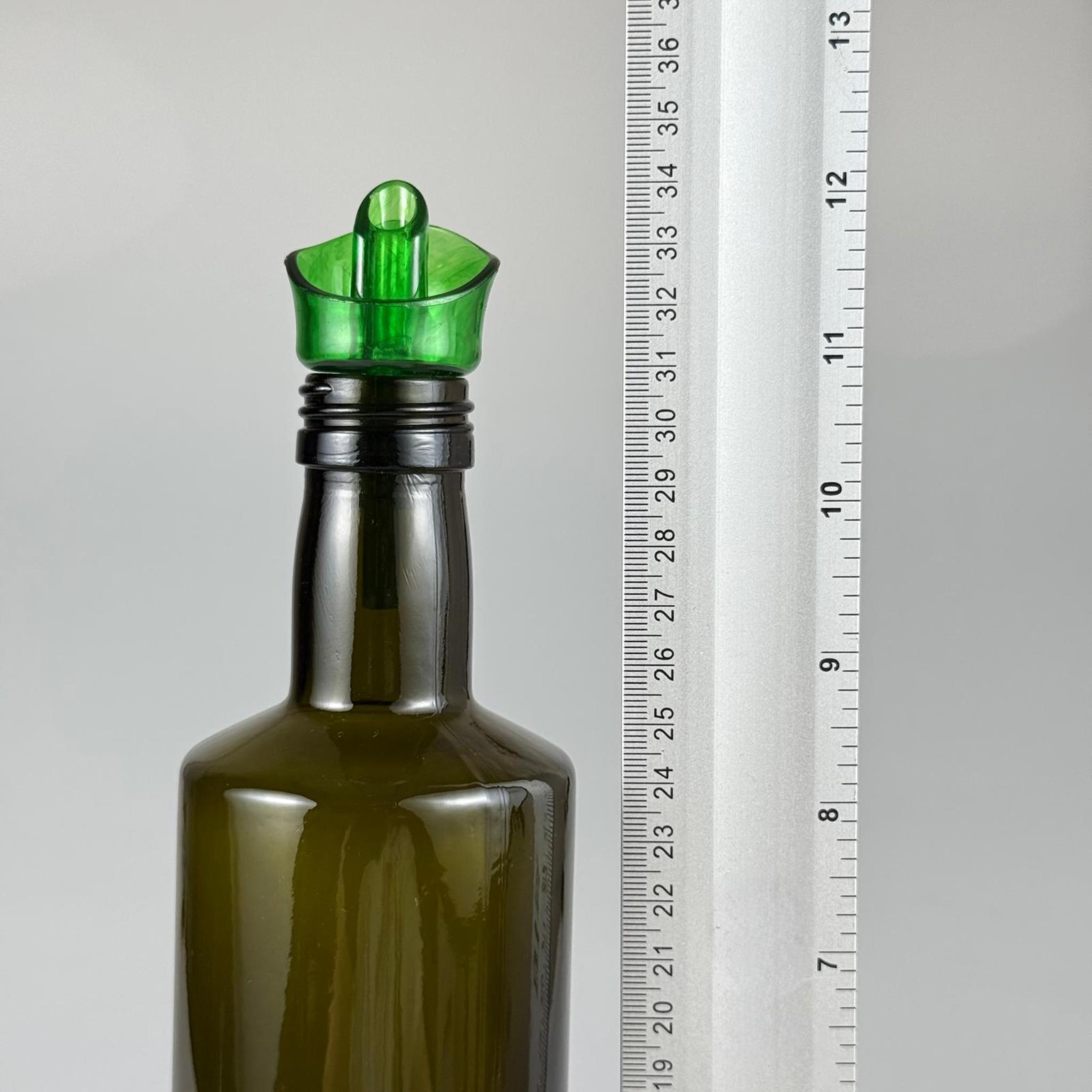 Akıtmaz Kapaklı Şık Cam Yağlık – Zeytinyağı ve Sirke İçin - Restoran Tipi 750 ML Yeşil Dorika Silindir Yağdanlık Açık Yeşil Akıtıcı Başlıklı