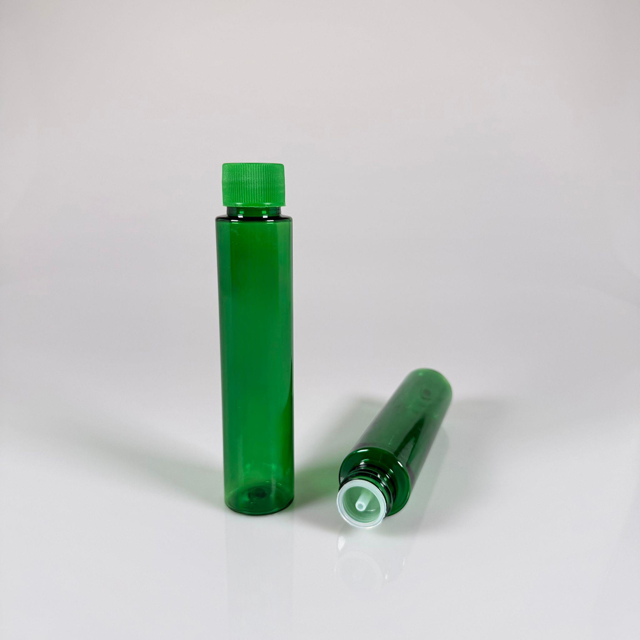 100 CC UZUN SİLİNDİR YEŞİL PET ŞİŞE (24 GR)  - YEŞİL KAPAKLI KOLONYA TIPALI - 100 ML BİBERİYE SUYU, LAVANTA YAĞI, SAÇ SERUM, TONİK VB İÇİN PLASTİK KOZMETİK AMBALAJLARI