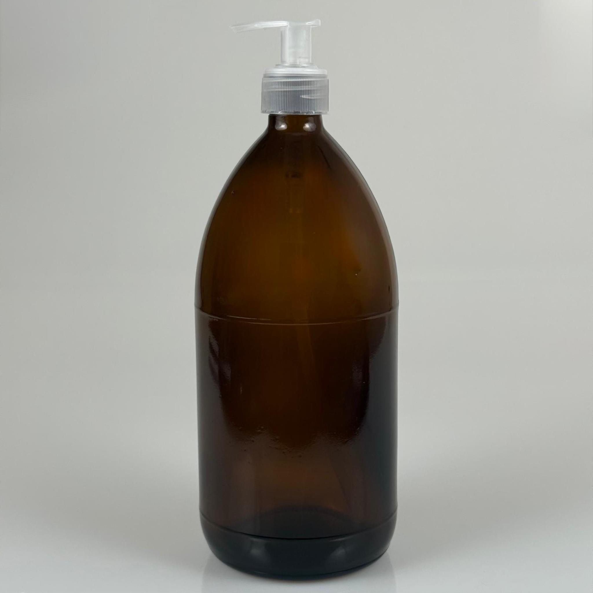 1000 CC AMBER TOMBUL ÖZEL SERİ CAM ŞİŞE - ŞEFFAF POMPALI - 1000 ML CAM ECZA ŞİŞESİ - KAHVERENGİ