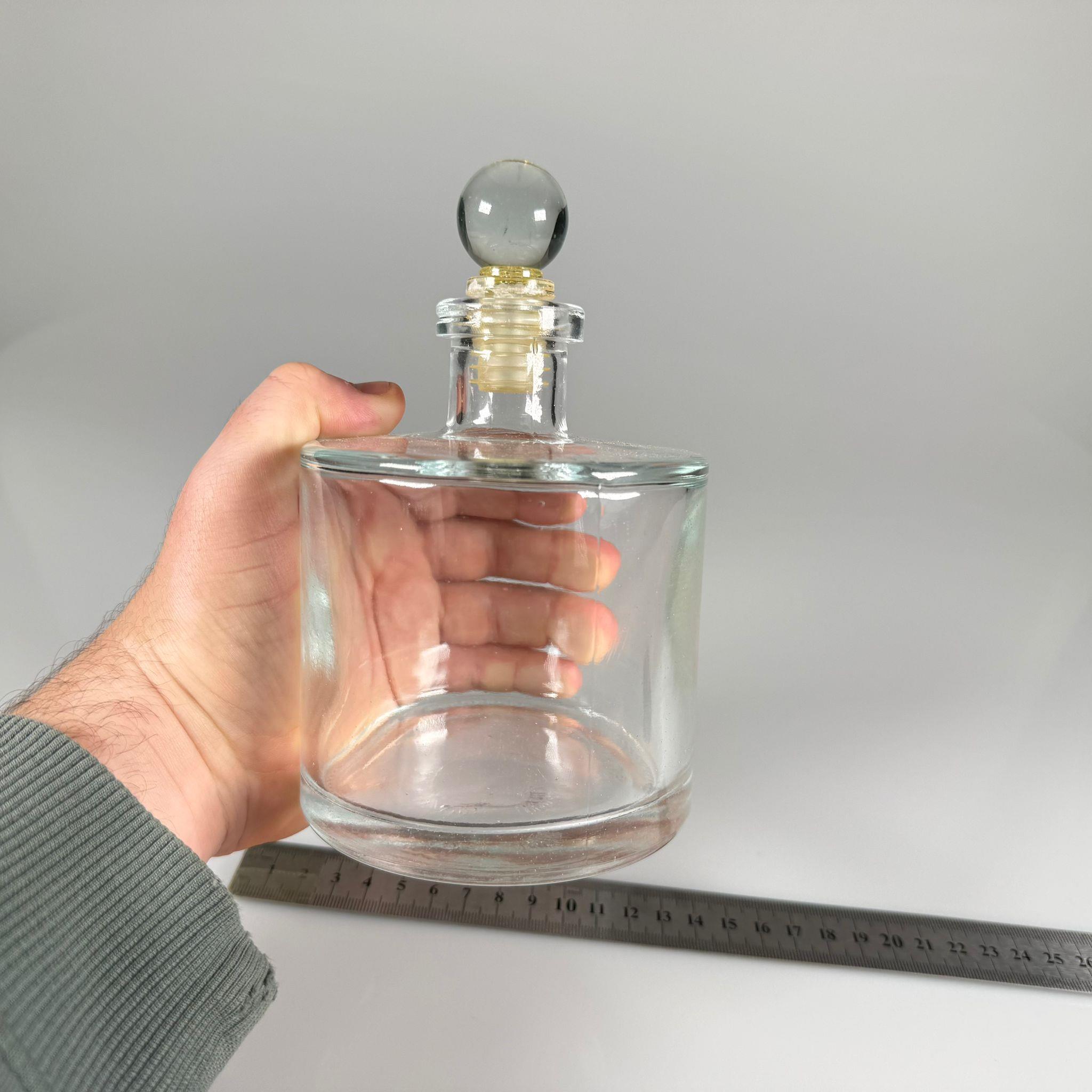 500 CC LÜX SİLİNDİR CAM ESANS ŞİŞESİ - 500 ML YUVARLAK ESANS - PARFÜMERİ ŞİŞESİ - CAM TIPALI TAKIM