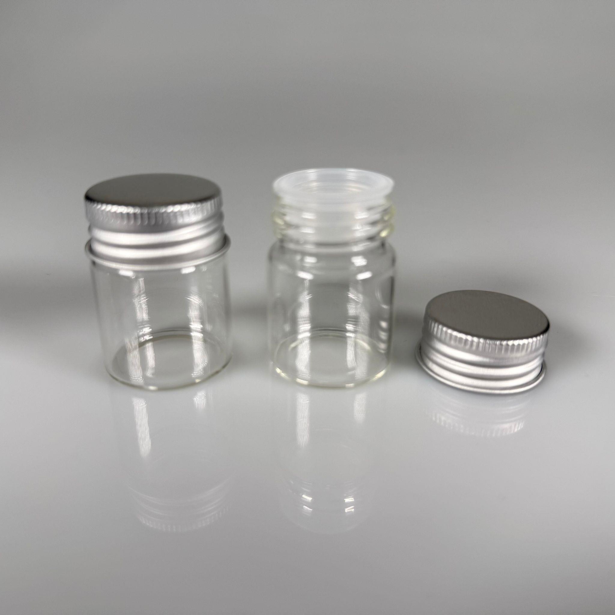 15 CC CAM KAVANOZ + GÜMÜŞ METAL KAPAK + SIZDIRMAZ KÖR TIPA TAKIM