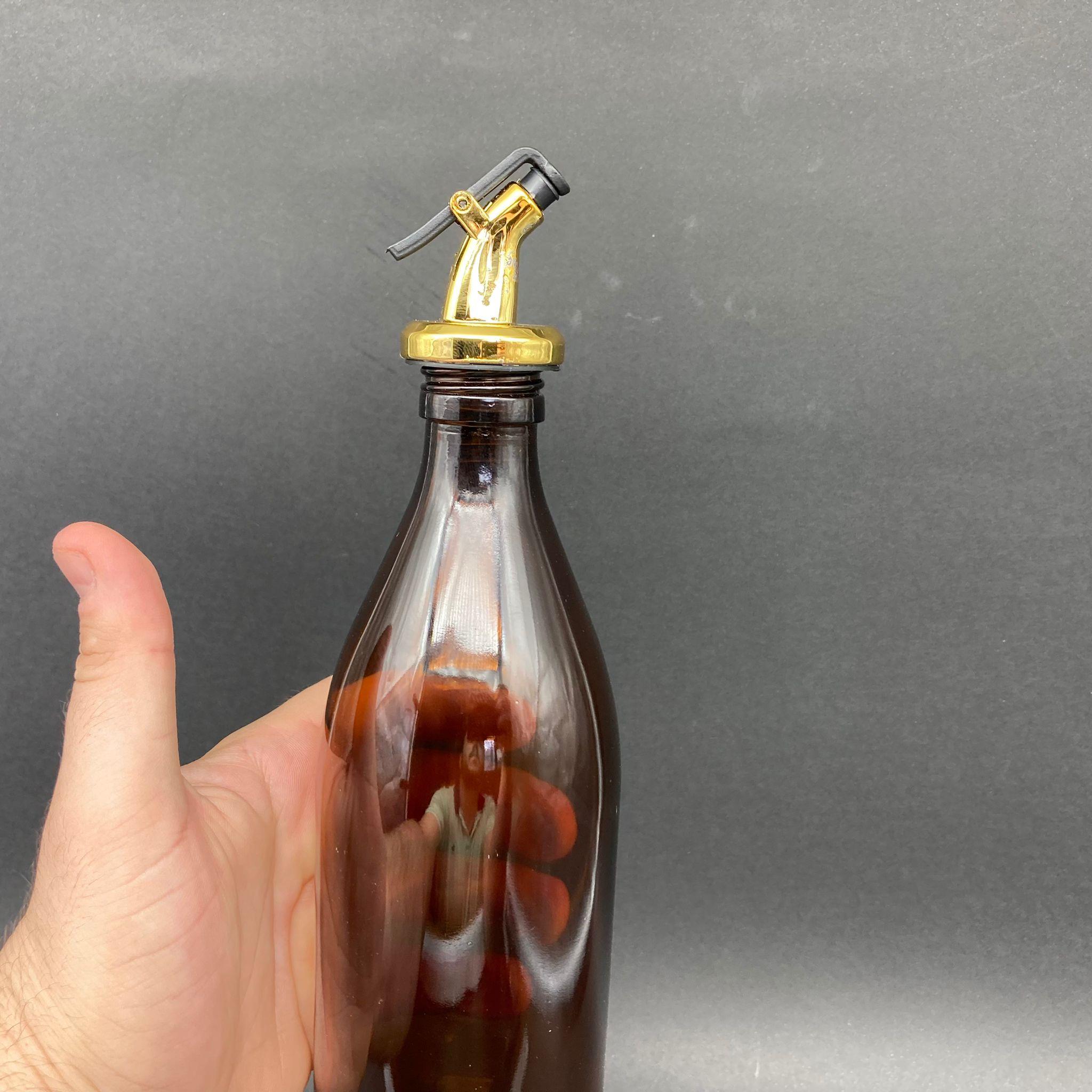 500 CC AMBER YAĞDANLIK ŞİŞESİ - 500 ML CAM YAĞLIK SİRKELİK ŞİŞE - GOLD AKITICILI