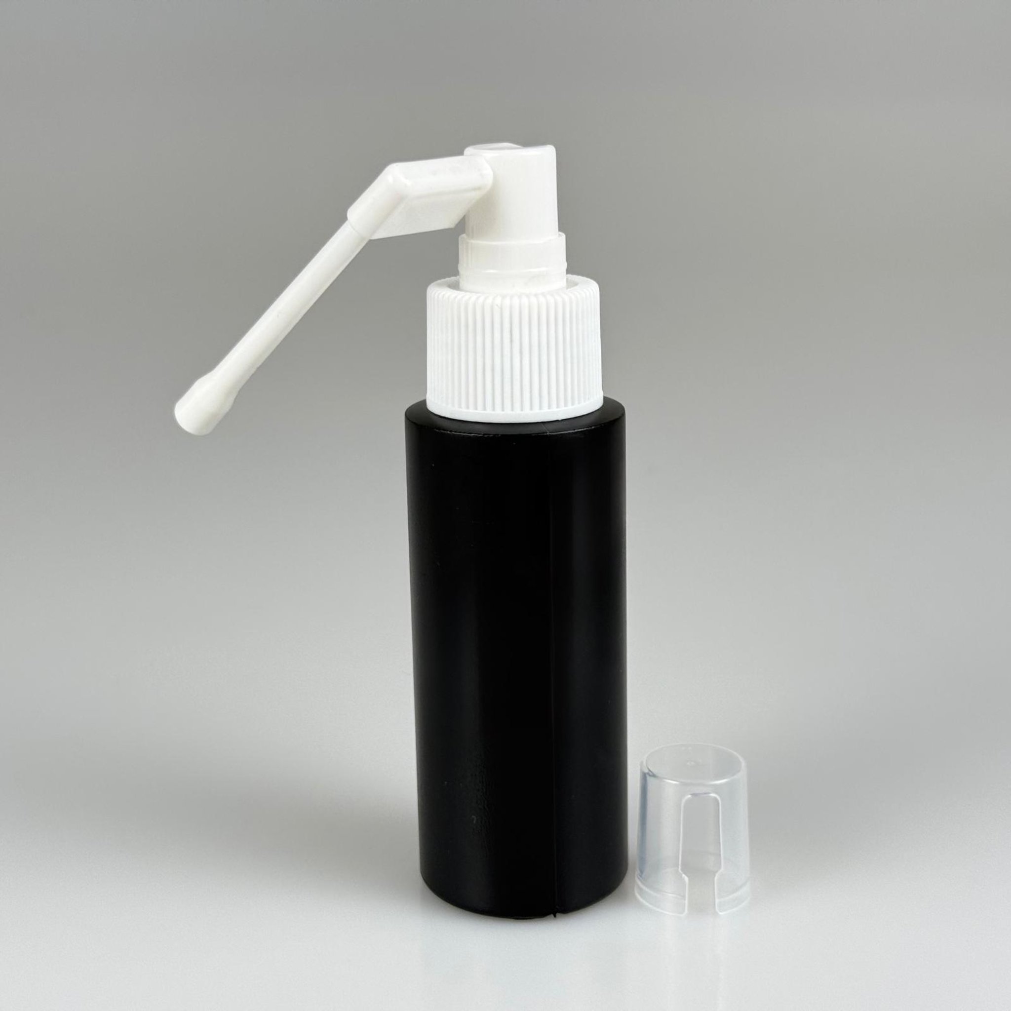 50 CC SİLİNDİR OVAL BOYUNLU KALIN POLİETİLEN ŞİŞE  - ORAL BOĞAZ  SPREYLİ - AĞIZ ÇAPI 24 MM - SİYAH