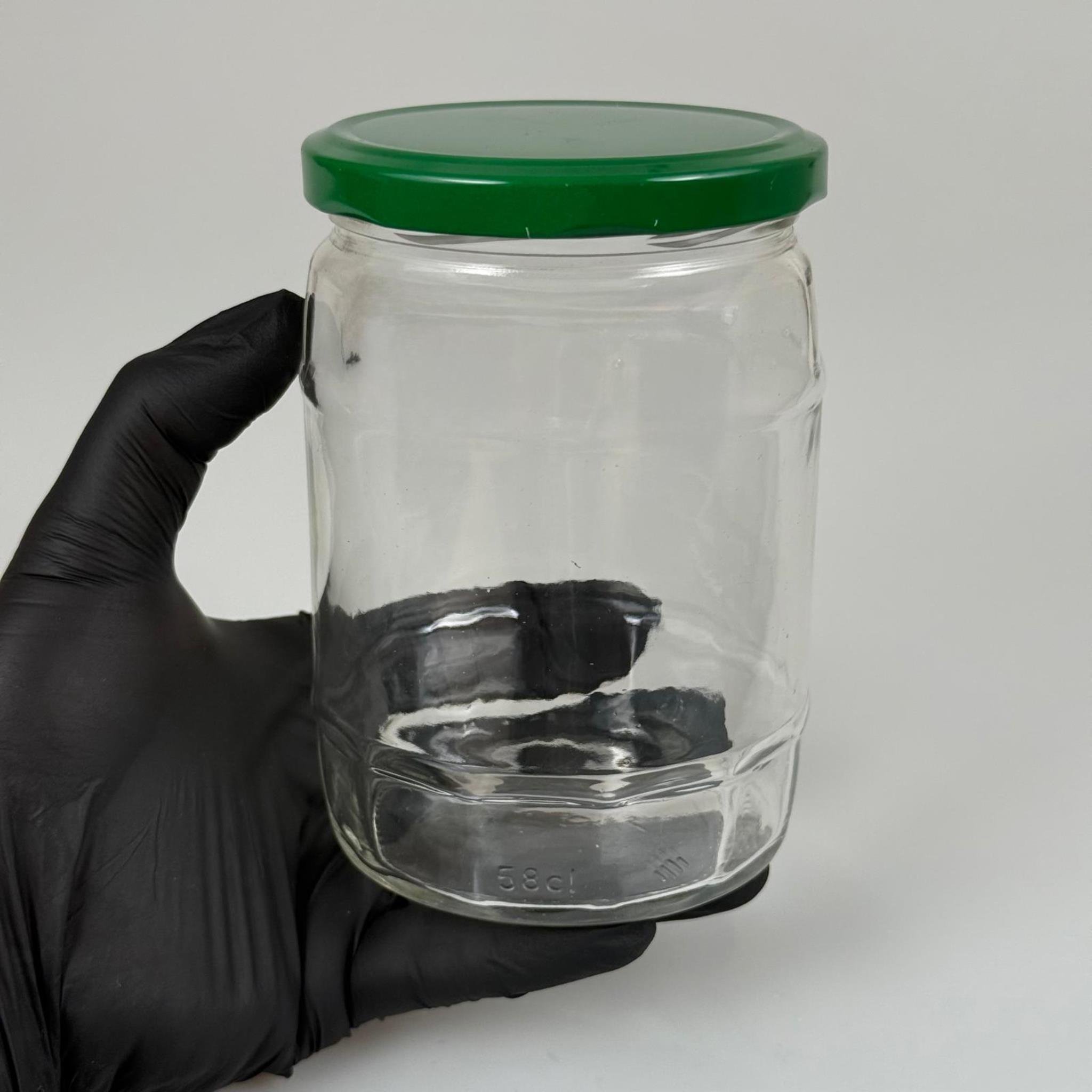 580 CC FIÇI KAVANOZ - KOYU YEŞİL METAL KAPAKLI - 580 ML FIÇI MODEL CAM KAVANOZ